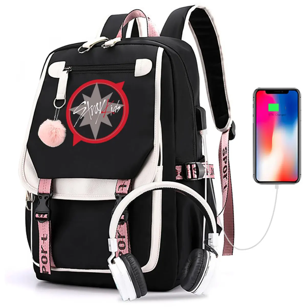 eTel Like Stray Kids Backpack Merch, 11.4 x 6.3 x 18.1in | Casual Book Bag with Laptop Compartment - view 5