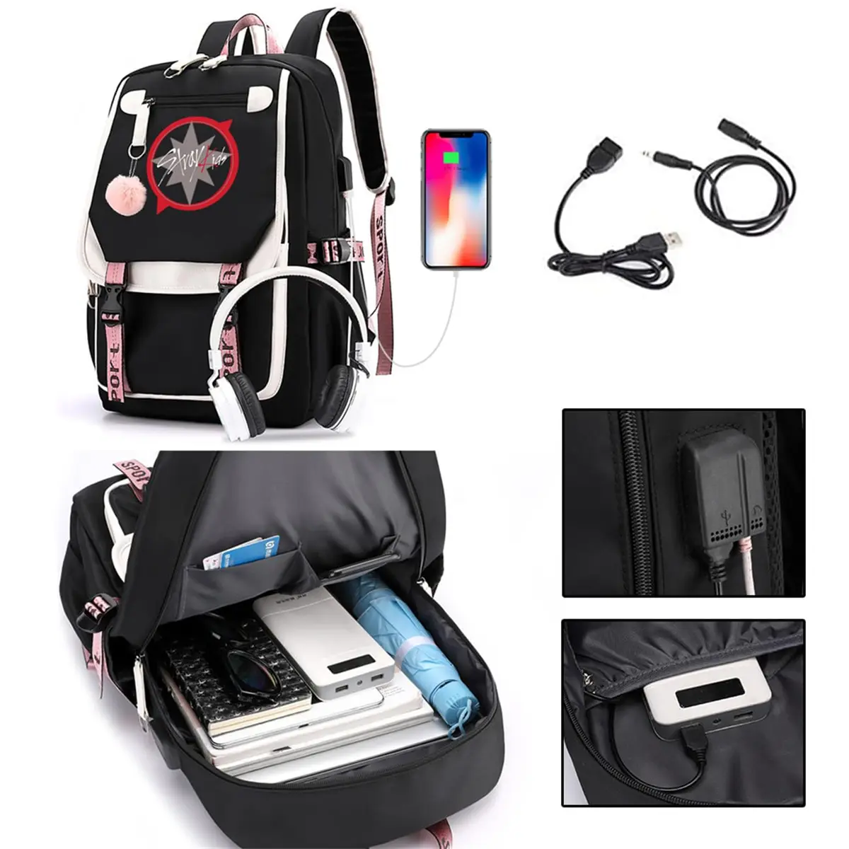 eTel Like Stray Kids Backpack Merch, 11.4 x 6.3 x 18.1in | Casual Book Bag with Laptop Compartment - view 3