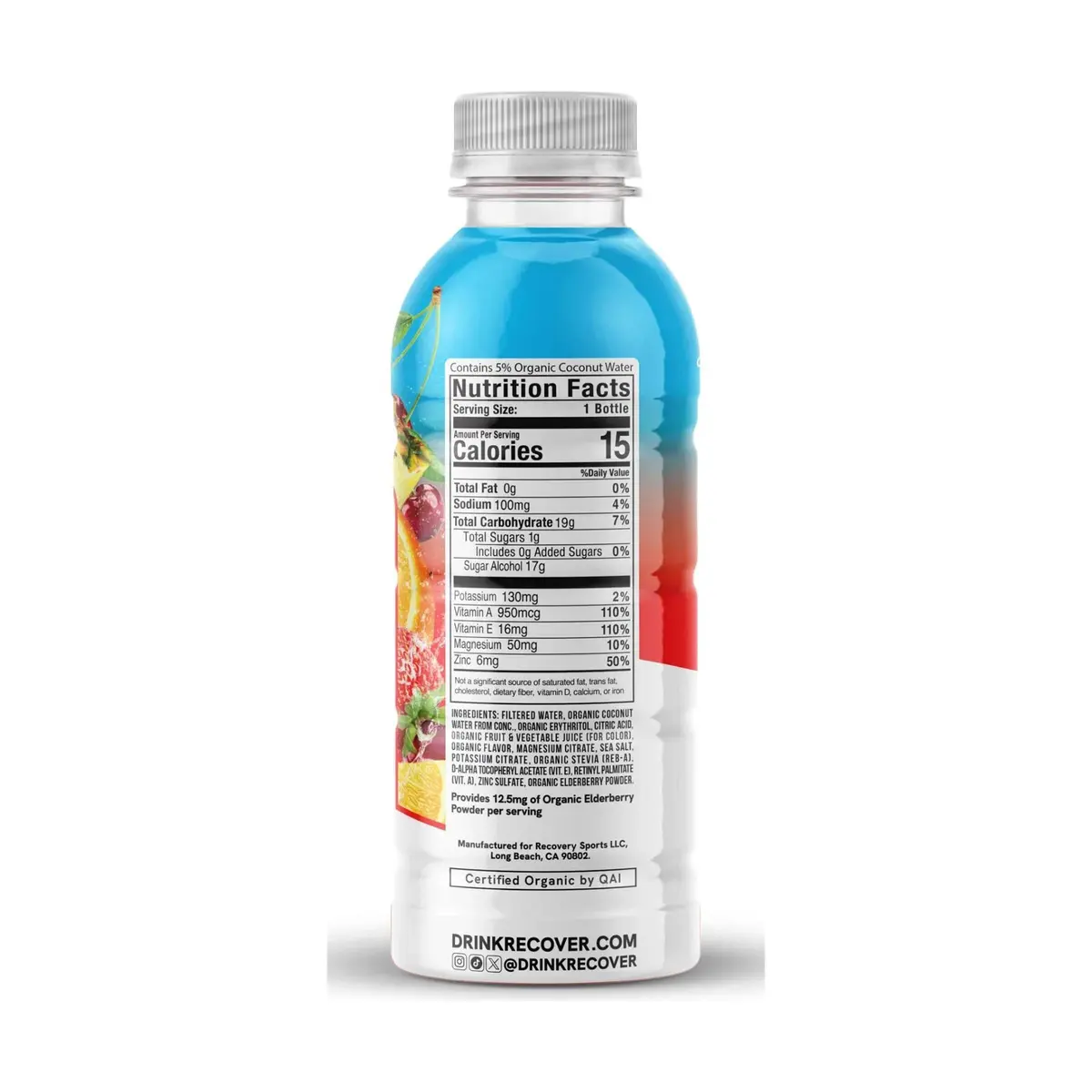 RECOV3R 180 Organic Fruit Punch Hydration Drink 16.9 Fl Oz | Organic Water & Fruit Punch for Indian Consumers - view 2