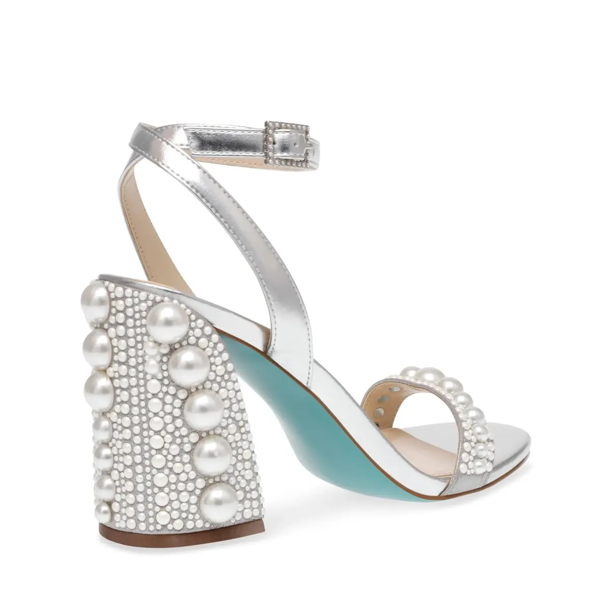 Betsey Johnson Lexi Silver Heeled Sandal 7 | Embellished Block Heel for Evening Wear - view 6