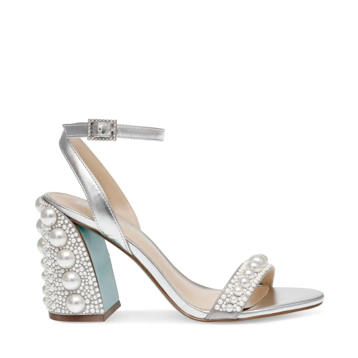 Betsey Johnson Lexi Silver Heeled Sandal 7 | Embellished Block Heel for Evening Wear - view 4