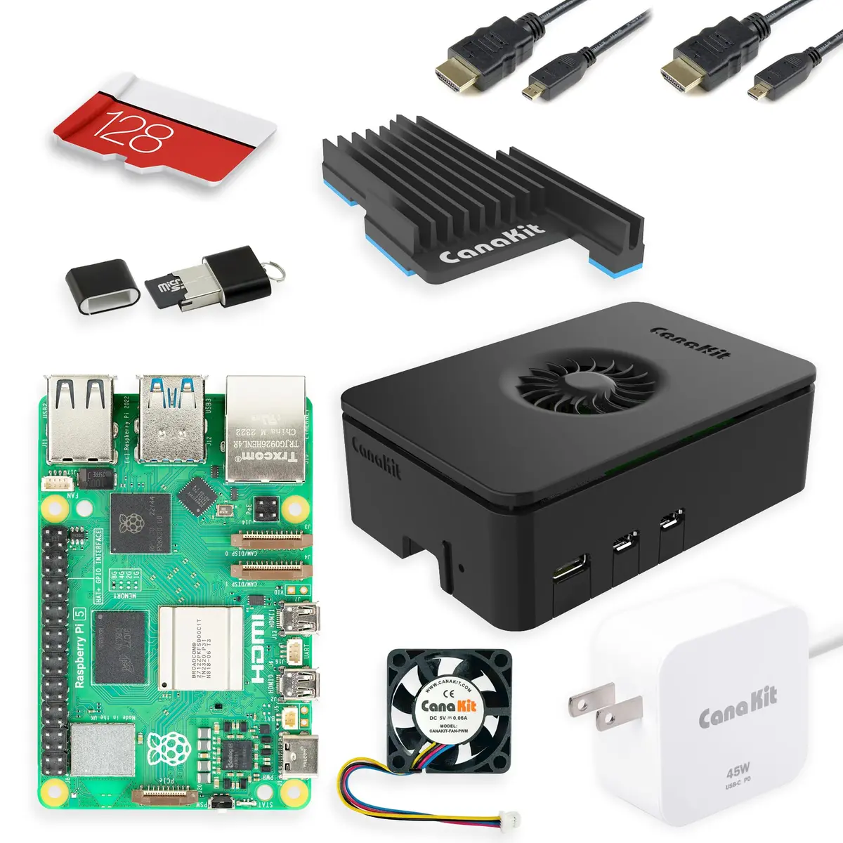 CanaKit Raspberry Pi 5 Starter Kit PRO - Turbine Black (128GB Edition) (8GB RAM) | High-Power Single Board Computer for India - main product image