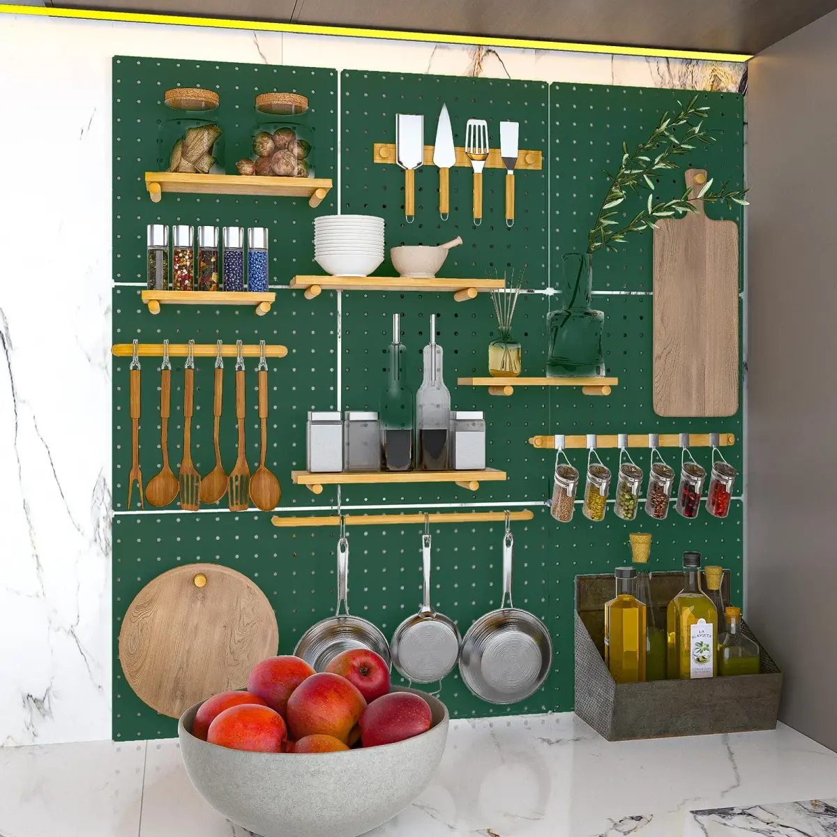 Hogurity Heavy Duty Metal Pegboard Panels with Hooks - 4 Pack 12"x12" | 24"x24" Display Area - view 7