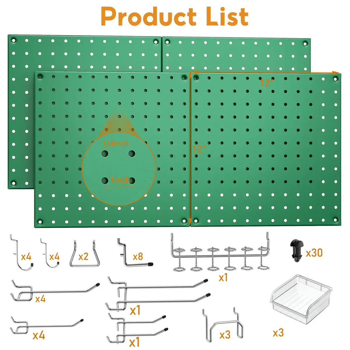 Hogurity Heavy Duty Metal Pegboard Panels with Hooks - 4 Pack 12"x12" | 24"x24" Display Area - view 2