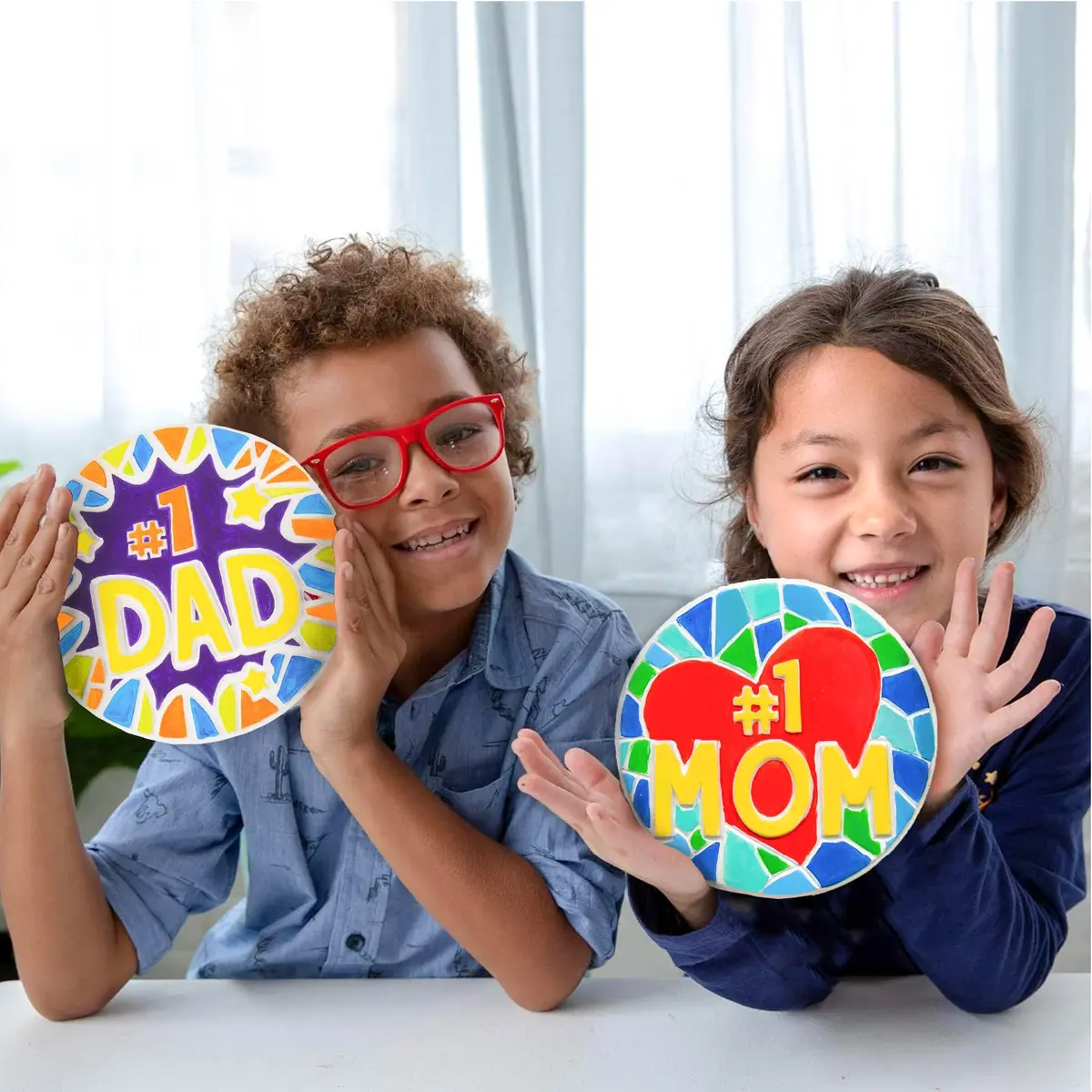 Creative Roots Paint Your Own #1 Dad Stepping Stone Kit | 7 inch Ceramic, 6 Acrylic Paints & Brush - view 5