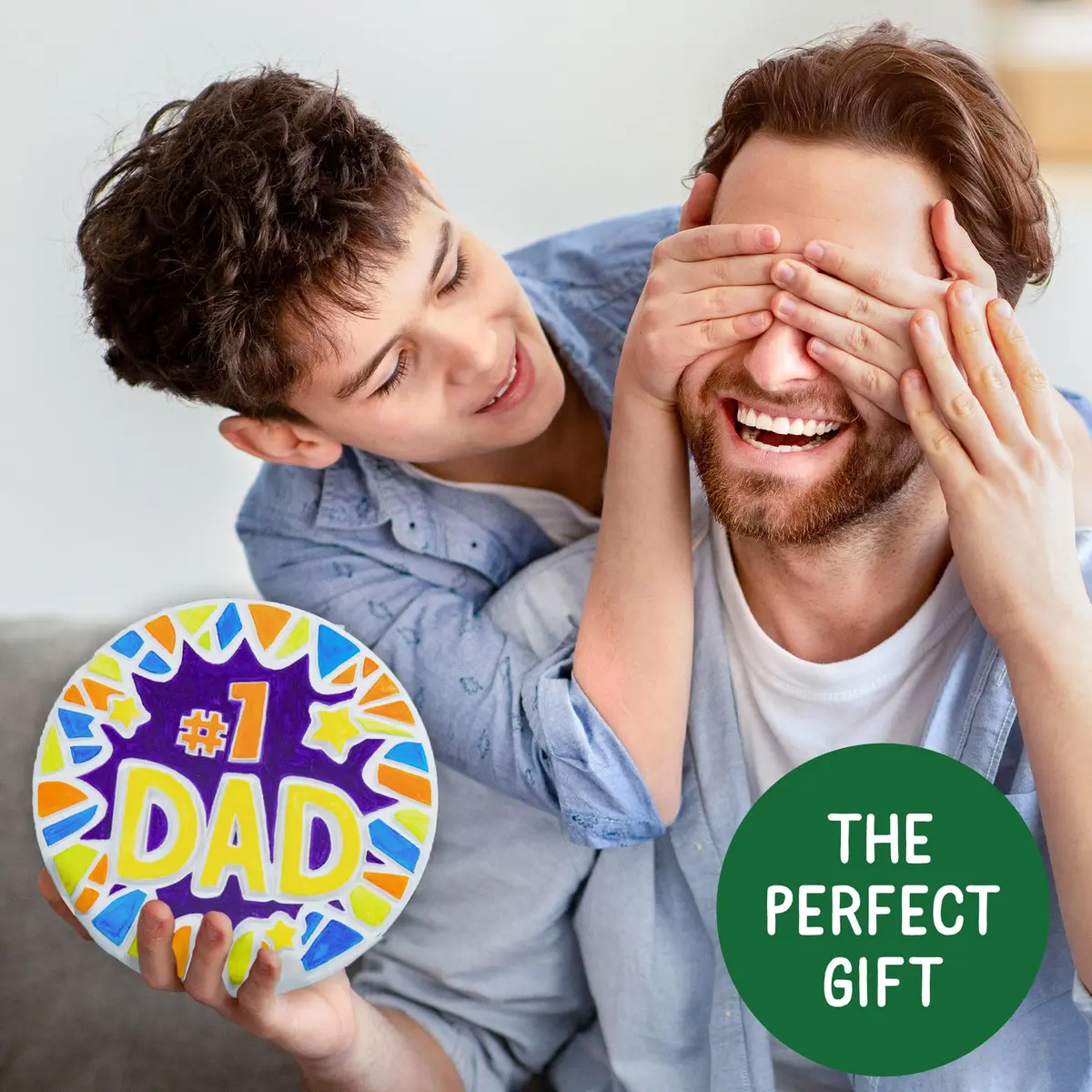 Creative Roots Paint Your Own #1 Dad Stepping Stone Kit | 7 inch Ceramic, 6 Acrylic Paints & Brush - view 7