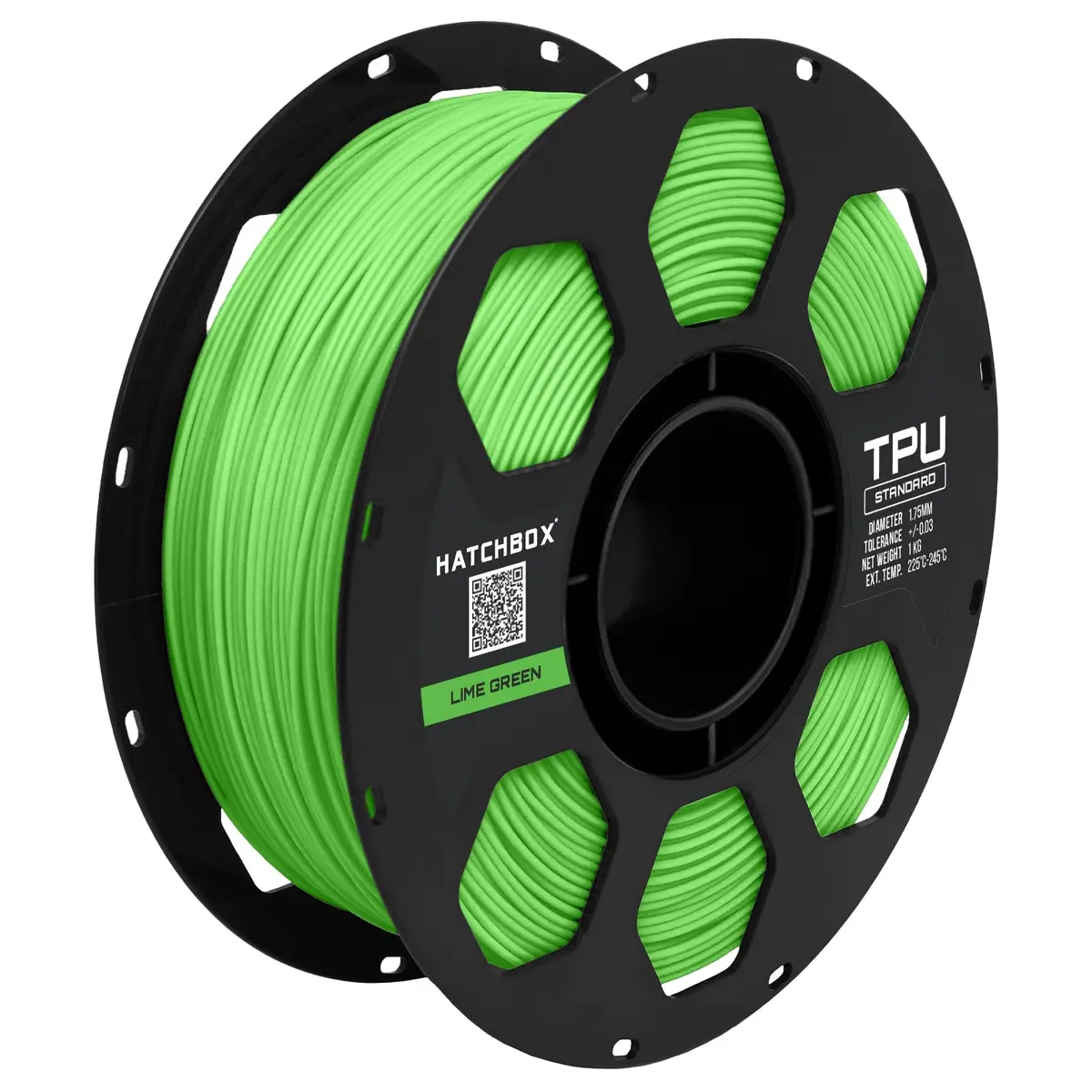 HATCHBOX 1.75mm Lime Green TPU 3D Printer Filament Shore 95A | Flexible, Durable, 1kg Spool - main product image