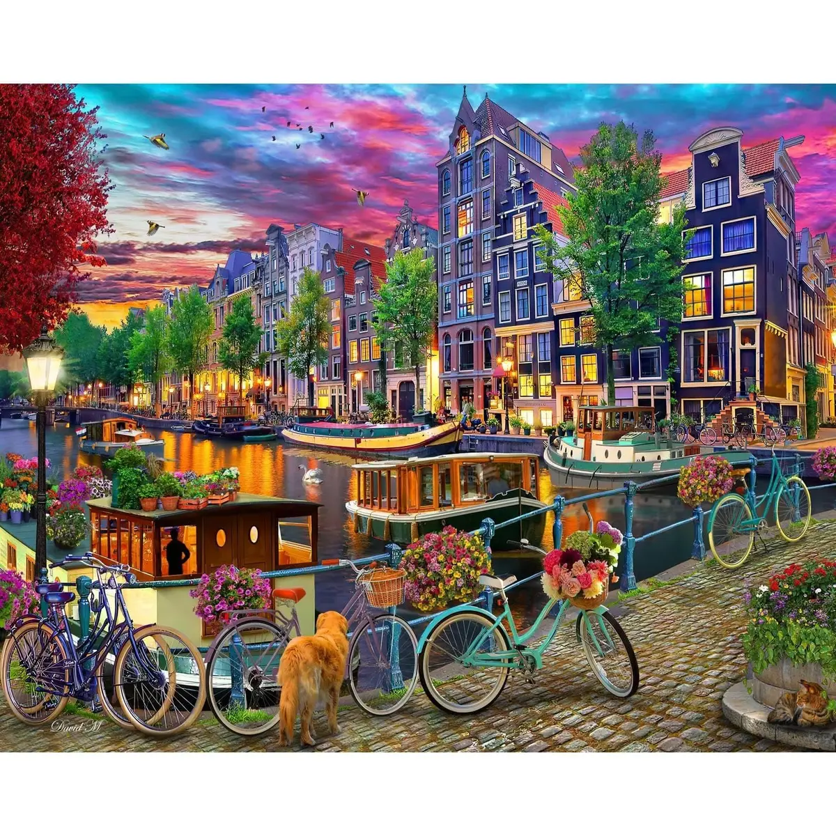 Vermont Christmas Company Amsterdam Canal Jigsaw Puzzle 1000 Piece | Large Interlocking & Randomly Shaped Pieces - main product image