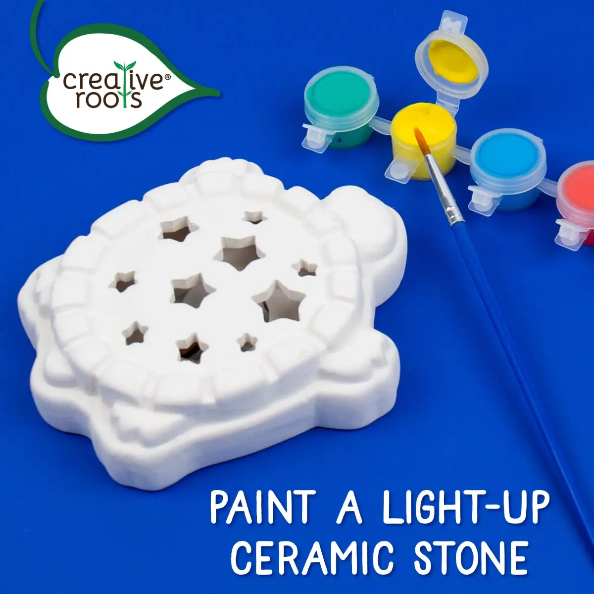 Creative Roots Mini Light Up Turtle Stepping Stone Craft Kit 11.4 cm (3.9 in.) | Color-Changing LED & Acrylic Paints - view 2