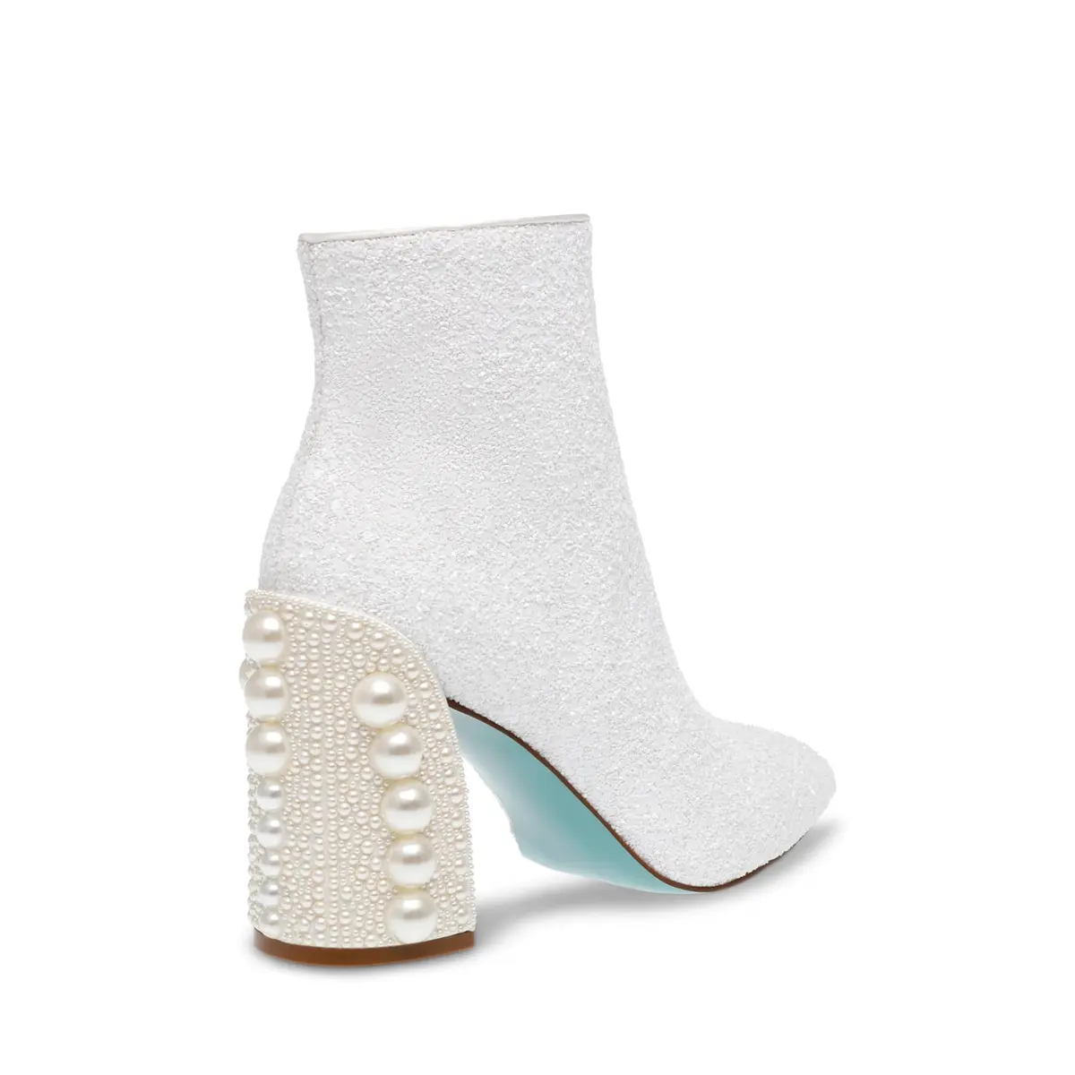 Betsey Johnson Kasey Ankle Boot, White, 6 | Pearl-embellished Block Heel, 3.5in - view 6