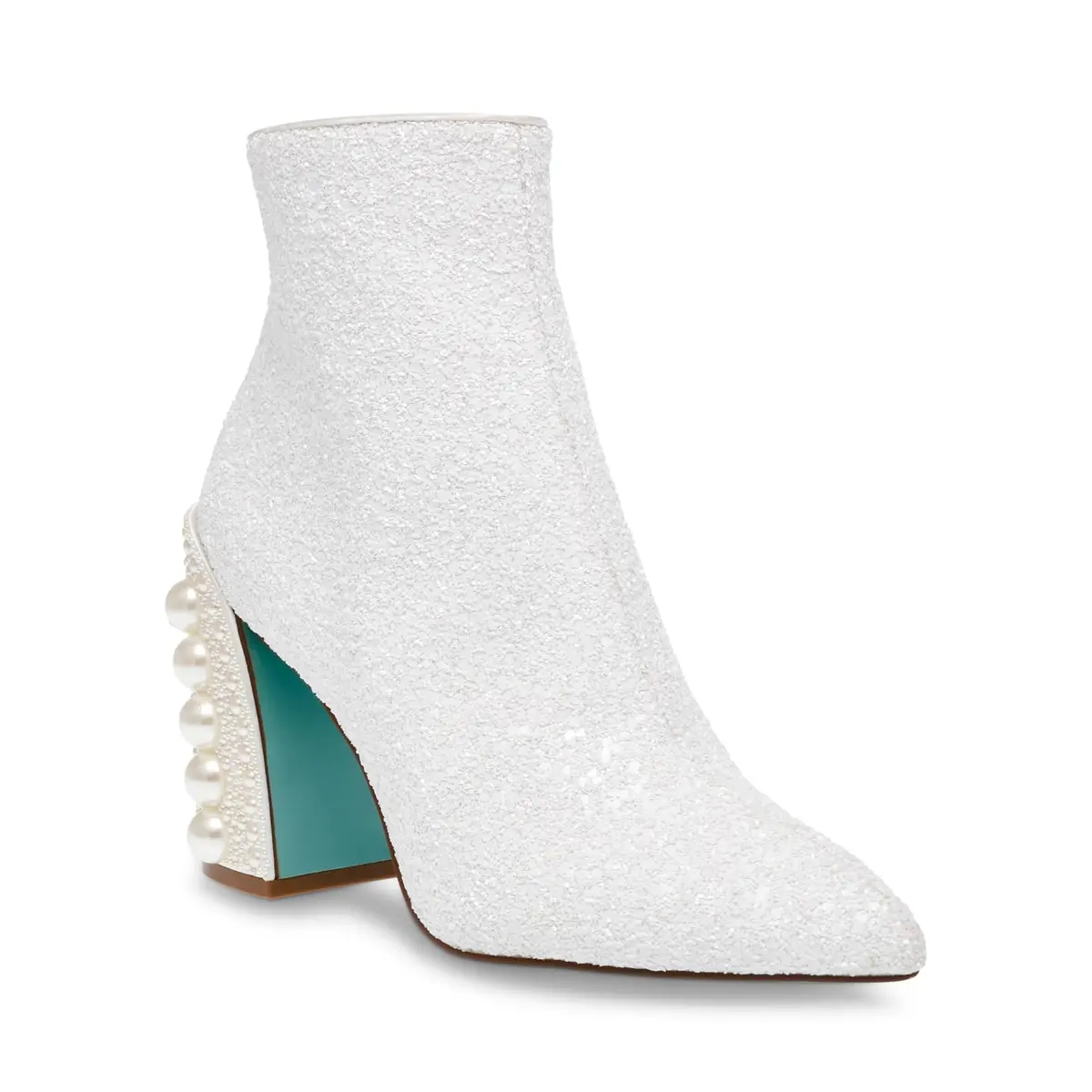 Betsey Johnson Kasey Ankle Boot, White, 6 | Pearl-embellished Block Heel, 3.5in - view 7