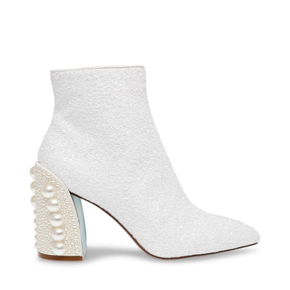 Betsey Johnson Kasey Ankle Boot, White, 6 | Pearl-embellished Block Heel, 3.5in - view 4