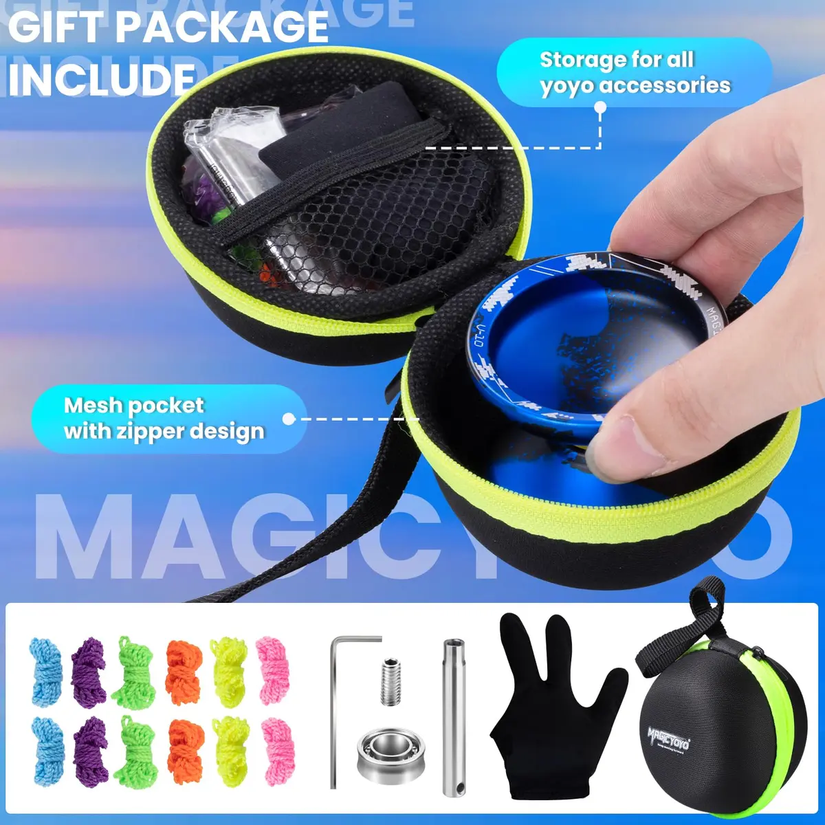 MAGICYOYO V10 Finger Spin Yoyo Black Blue | Responsive & Unresponsive Dual Purpose Metal Yoyo - view 6
