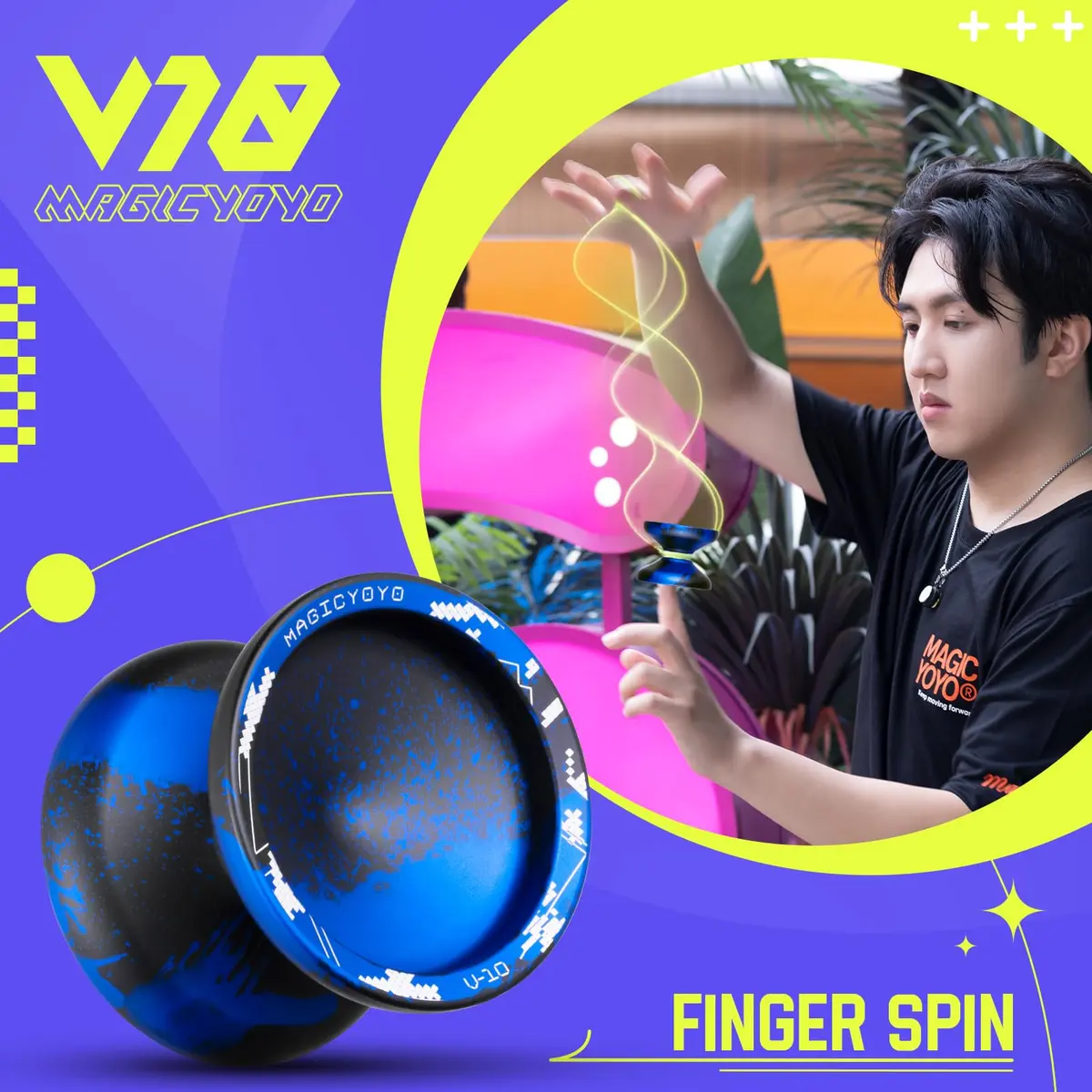 MAGICYOYO V10 Finger Spin Yoyo Black Blue | Responsive & Unresponsive Dual Purpose Metal Yoyo - view 2