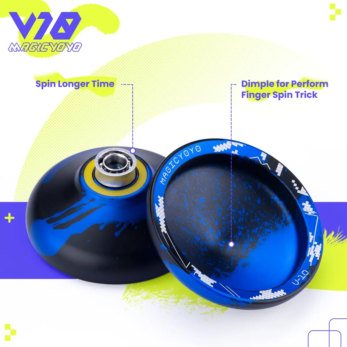 MAGICYOYO V10 Finger Spin Yoyo Black Blue | Responsive & Unresponsive Dual Purpose Metal Yoyo - view 3