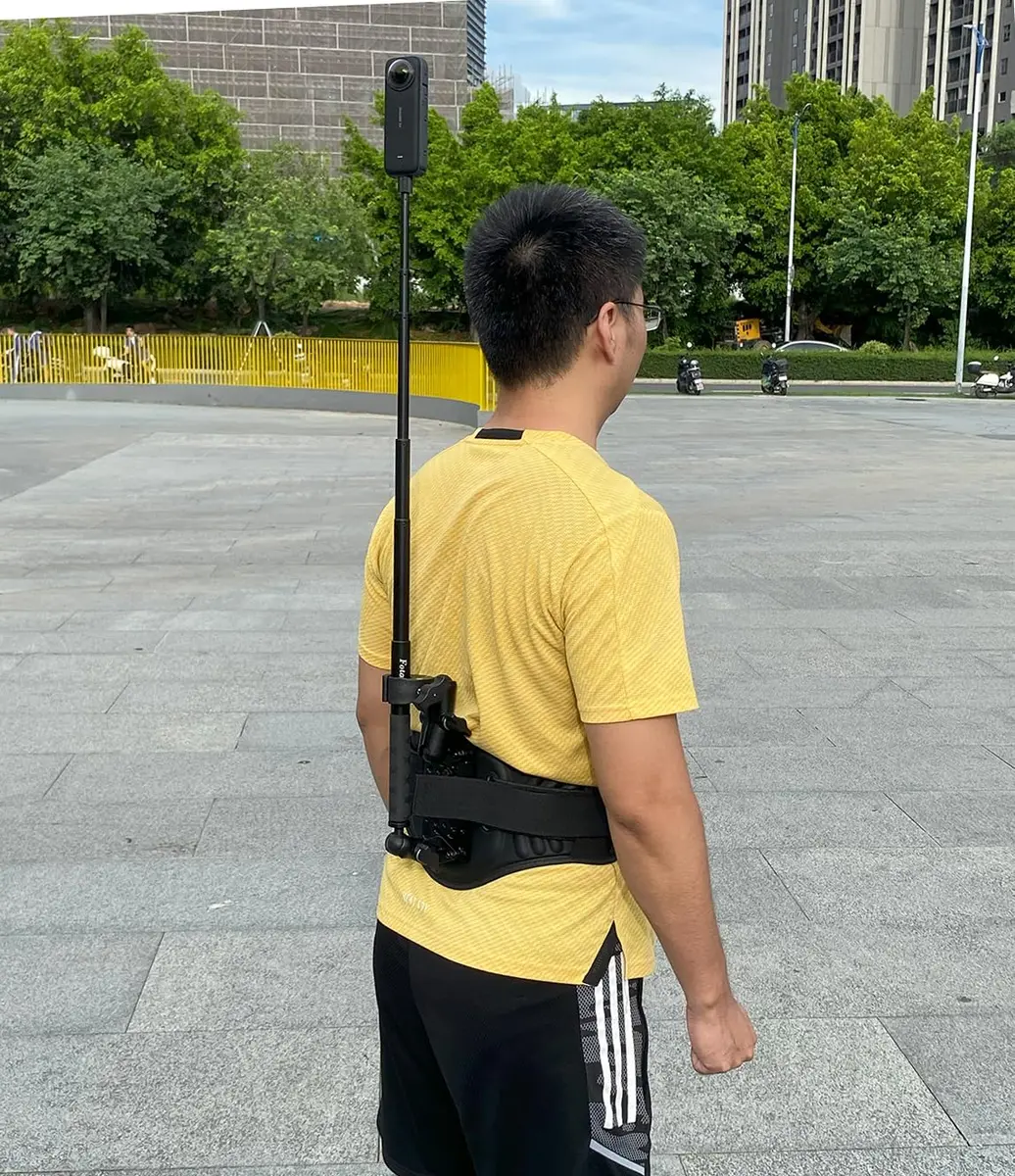 Fotoleey Back Bar Waist Strap Mount for Insta360 X6/X5/X4/X3, GoPro & DJI | Adjustable, Vibration Dampening, 360° Rotation - view 3