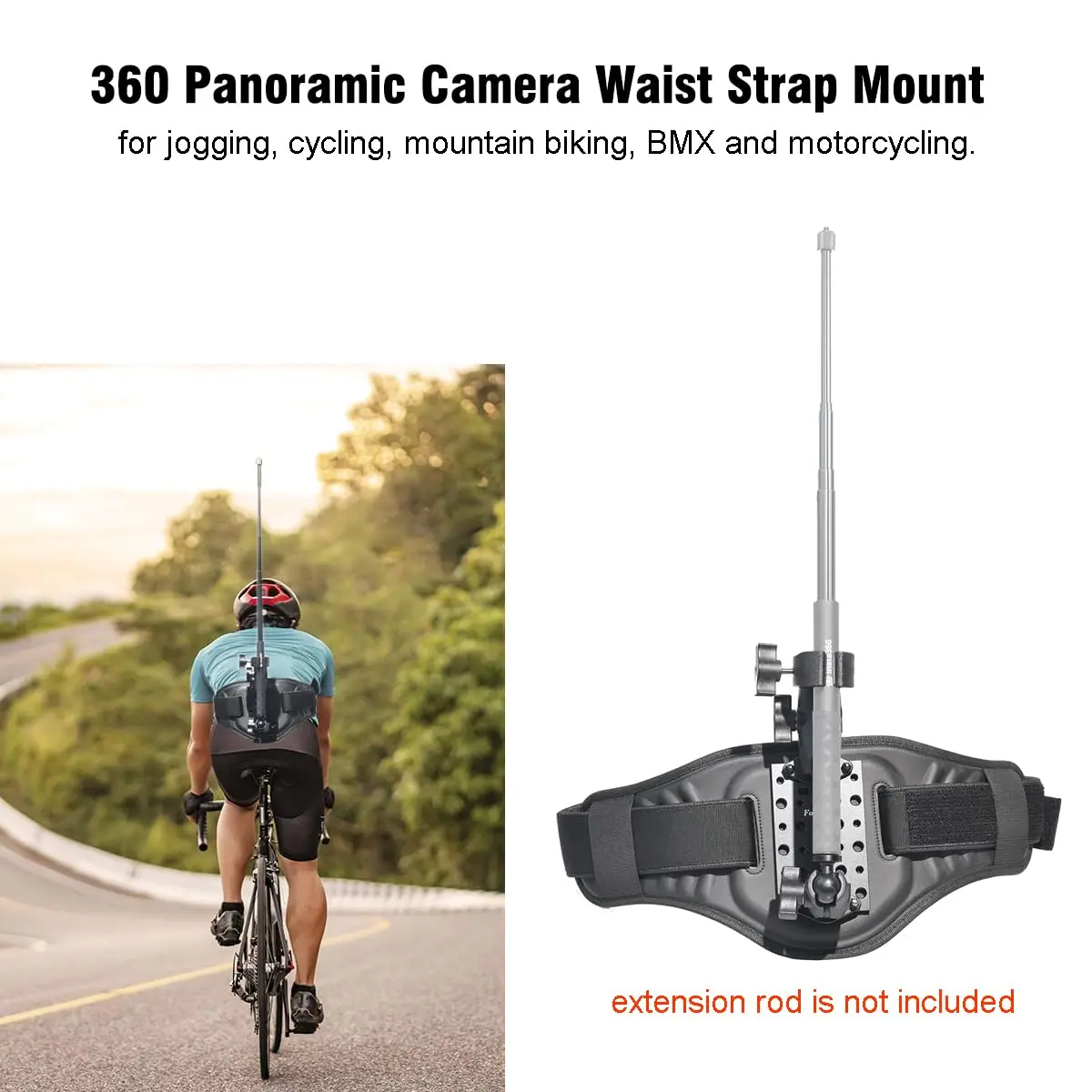 Fotoleey Back Bar Waist Strap Mount for Insta360 X6/X5/X4/X3, GoPro & DJI | Adjustable, Vibration Dampening, 360° Rotation - view 4