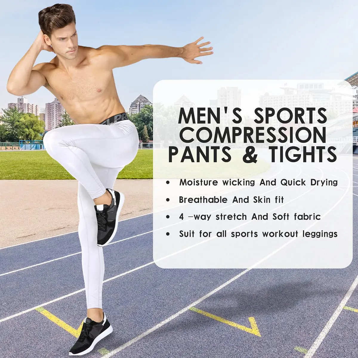 SPVISE White Men's Compression Pants Workout Leggings Sports Tights Performance Athletic Running Base Layer Underwear Long | Breathable, Moisture-Wicking & Flexible - view 7