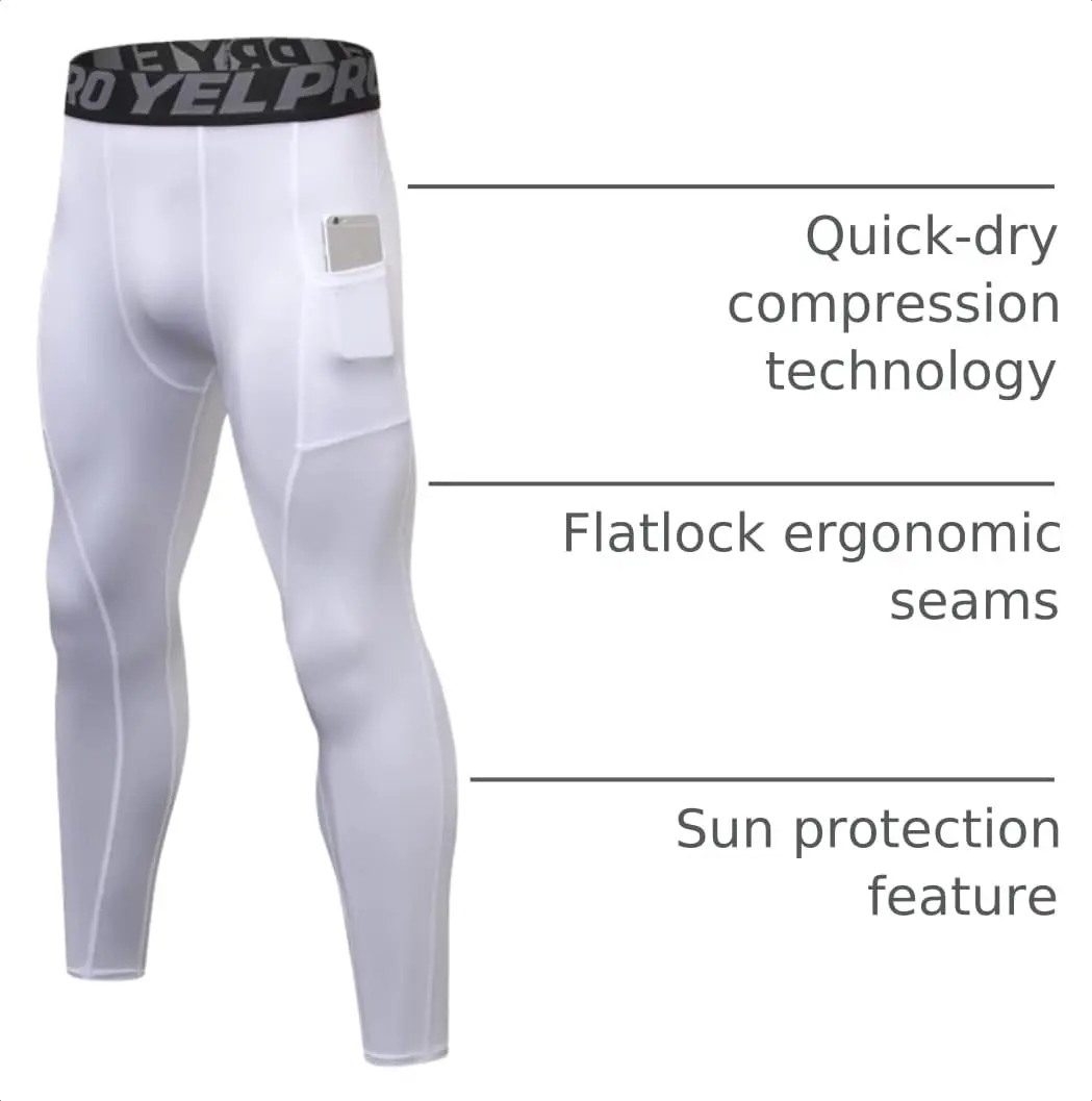 SPVISE White Men's Compression Pants Workout Leggings Sports Tights Performance Athletic Running Base Layer Underwear Long | Breathable, Moisture-Wicking & Flexible - view 4