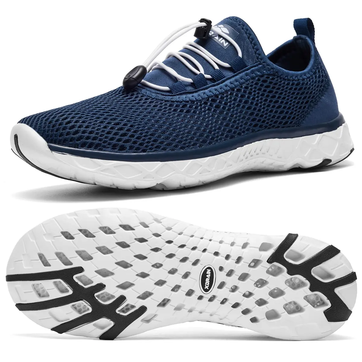 ALEADER Xdrain Water Shoes for Men, Quick-Dry Beach Aqua Hiking Pool Swim Shoes, Water Sneakers Navy Size 8.5 (268 ml) - main product image