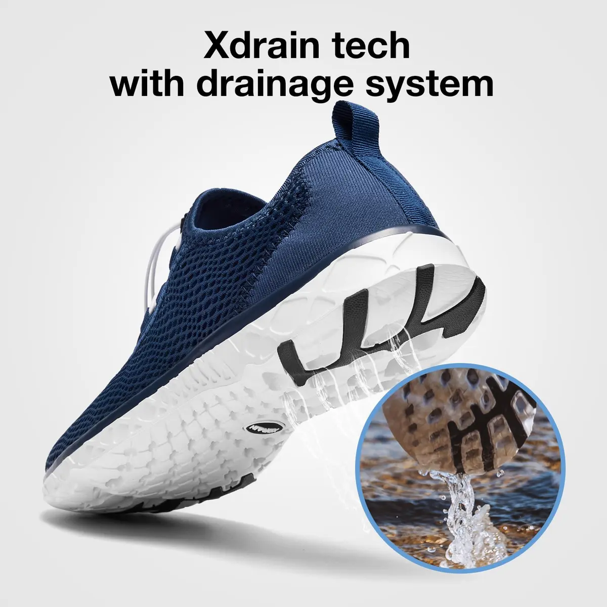 ALEADER Xdrain Water Shoes for Men, Quick-Dry Beach Aqua Hiking Pool Swim Shoes, Water Sneakers Navy Size 8.5 (268 ml) - view 3