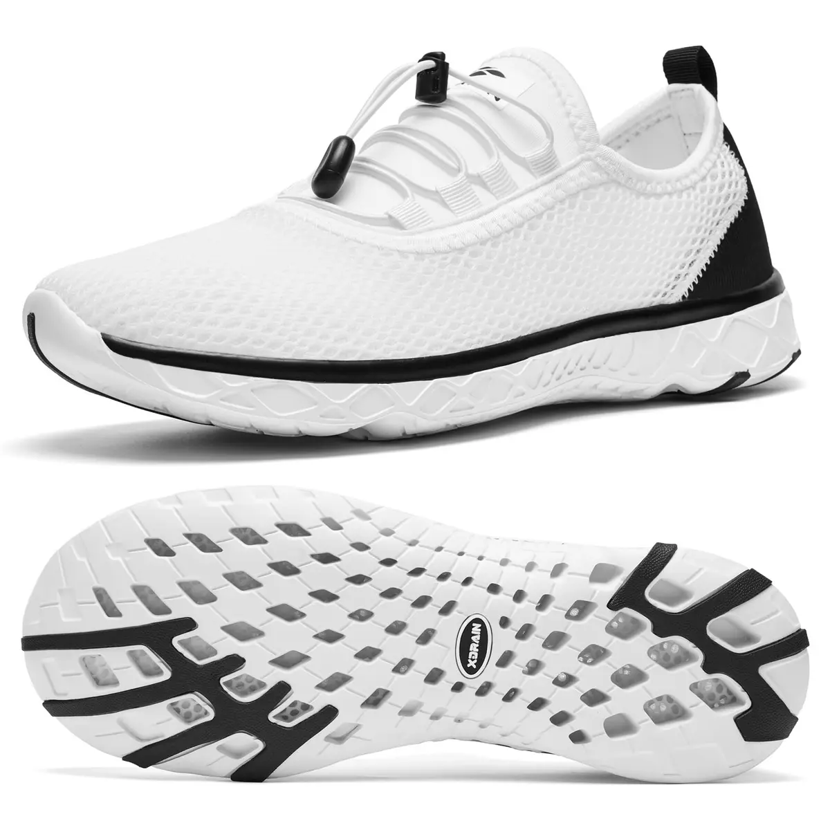 ALEADER Mens Xdrain Water Shoes, White/Black Size 8.5 (26.0cm) | Quick-Dry Beach Aqua Hiking Pool Swim Sneakers - main product image