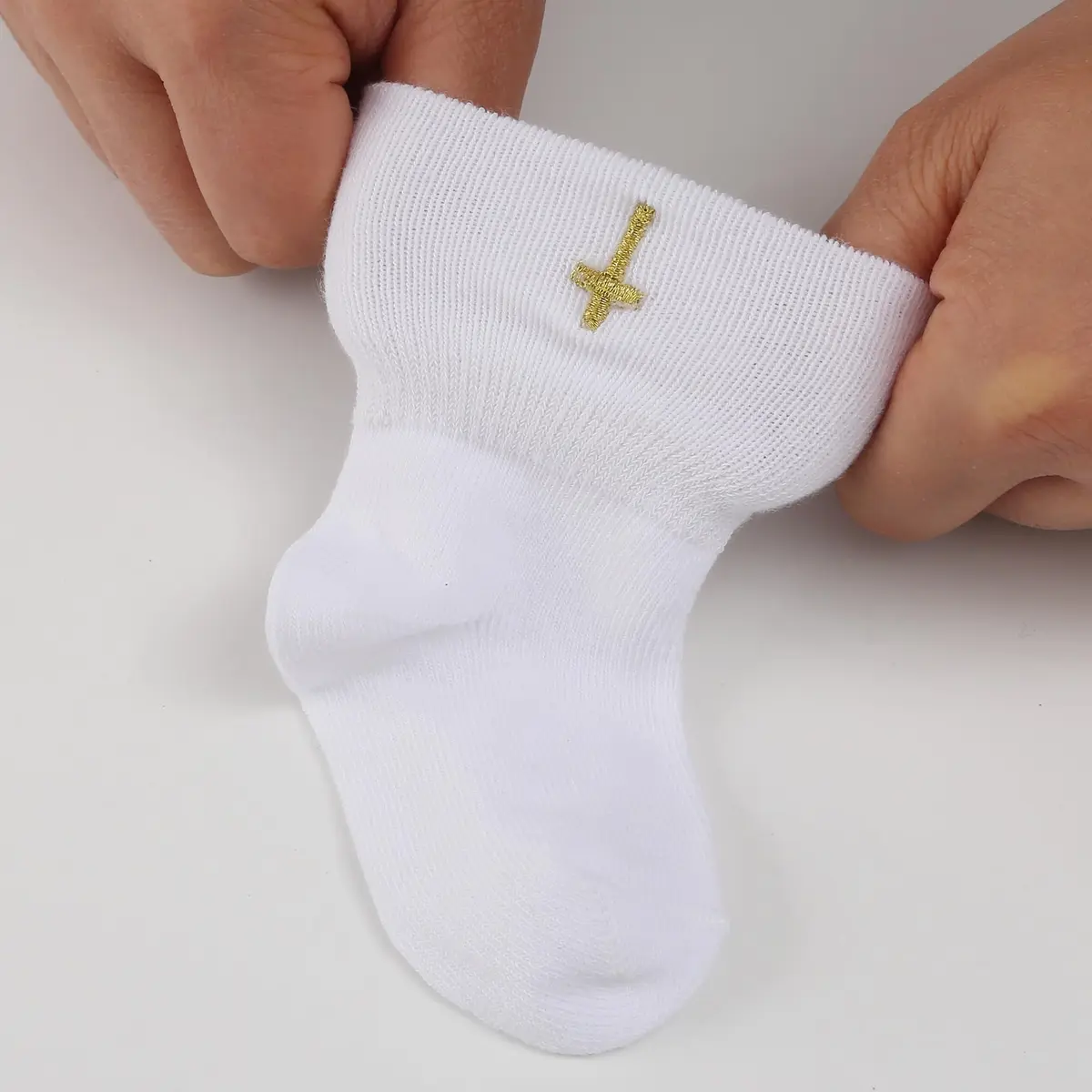 KESICI Newborn Baptism Socks Infant Ankle Crew Socks White Turn cuff Christening Cotton Socks for Baby Boys Girls,0-12 Months | Elegant & Soft - view 7