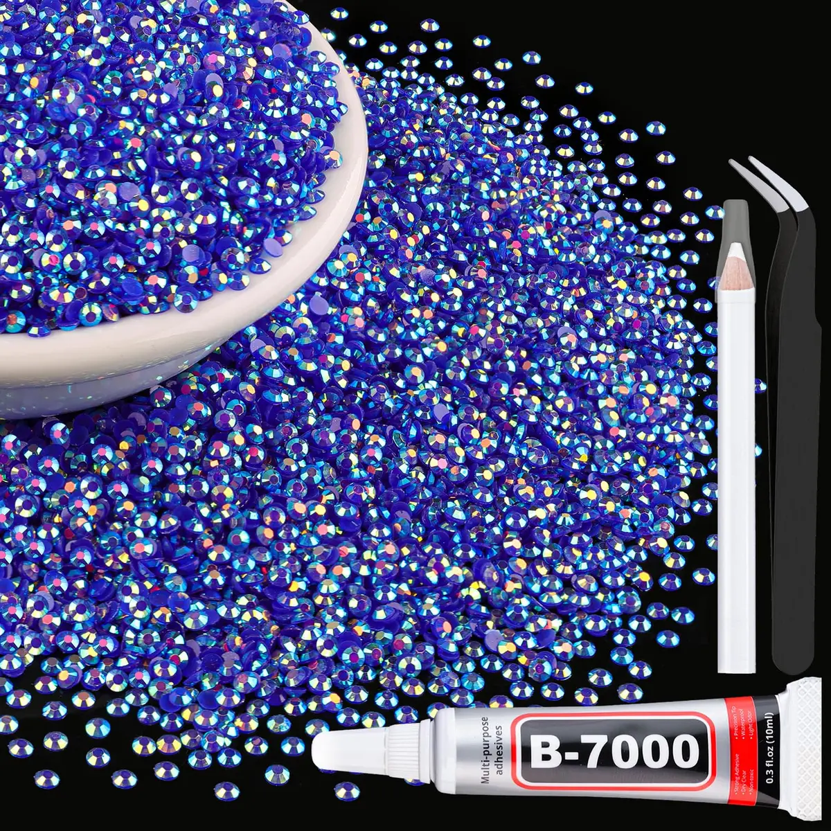 TINKRSTUFF 10,000pcs 2mm Resin Jelly Rhinestones Dark Blue AB | Bedazzling DIY Craft Gems - main product image