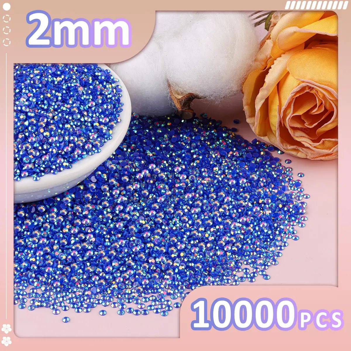 TINKRSTUFF 10,000pcs 2mm Resin Jelly Rhinestones Dark Blue AB | Bedazzling DIY Craft Gems - view 2