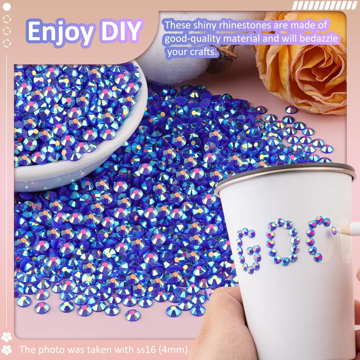 TINKRSTUFF 10,000pcs 2mm Resin Jelly Rhinestones Dark Blue AB | Bedazzling DIY Craft Gems - view 4