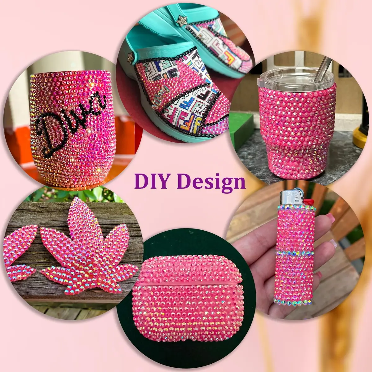 TINKRSTUFF 3000pcs 5mm Resin Jelly Rhinestones | Hot Pink AB Bedazzling Gems for DIY Crafts - view 6