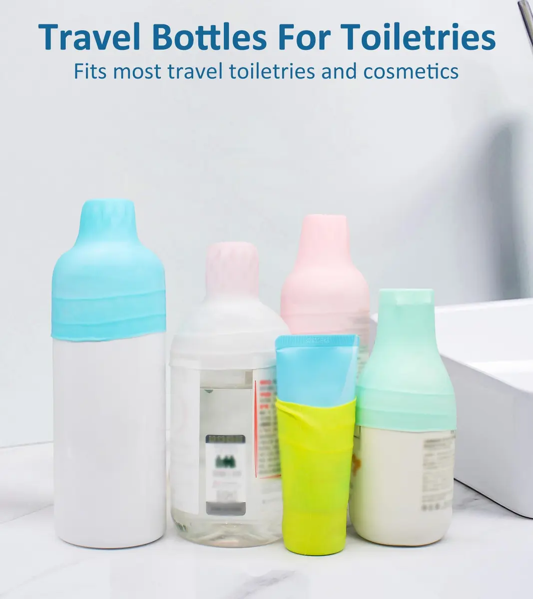 FOROUME 20 Pack Silicone Bottle Covers Leak Proof Travel Essentials Unisex - view 3