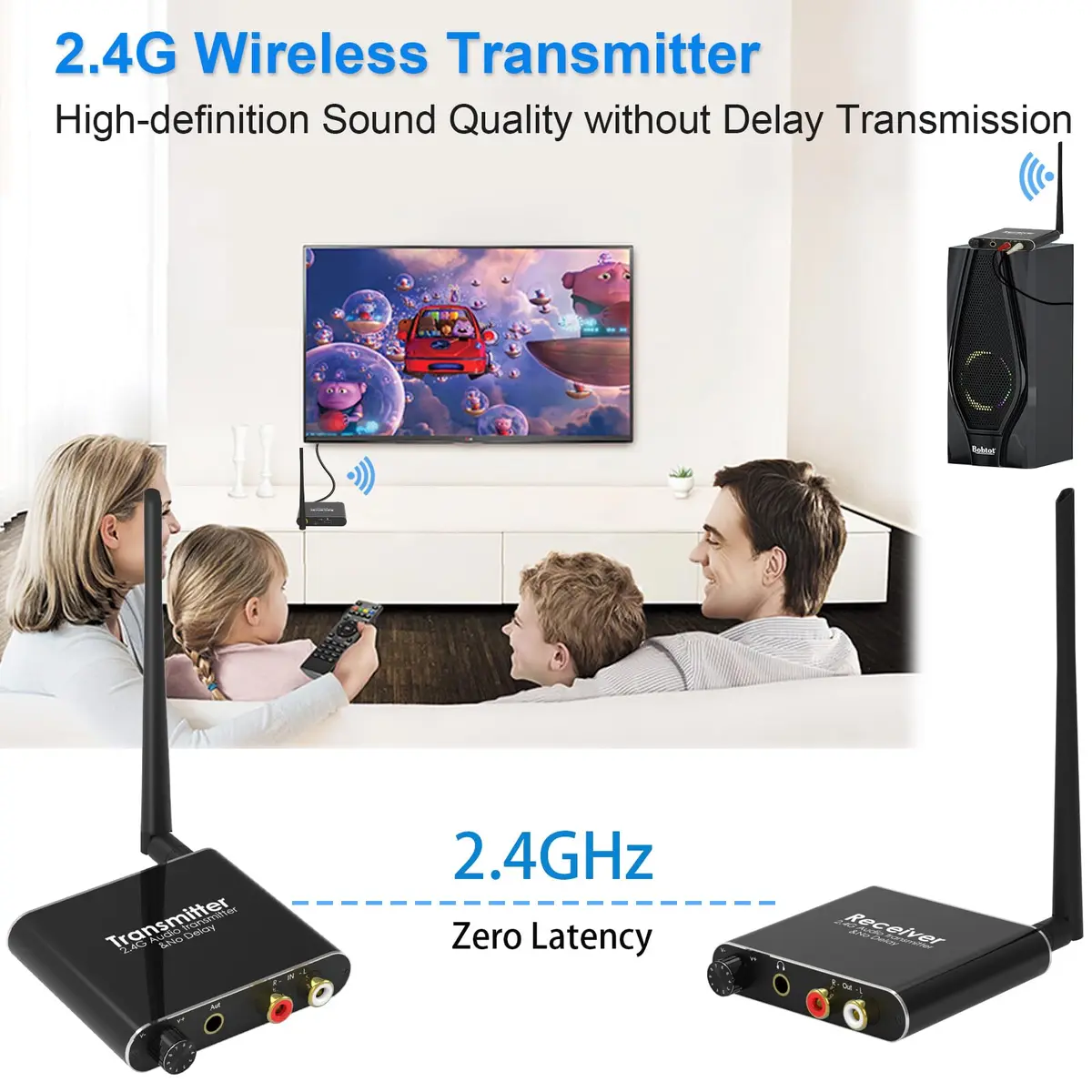 Tendak Wireless Audio Transmitter Receiver Set 2.4GHz | Long Range, Low Delay, RCA & 3.5mm Out/Input - view 3