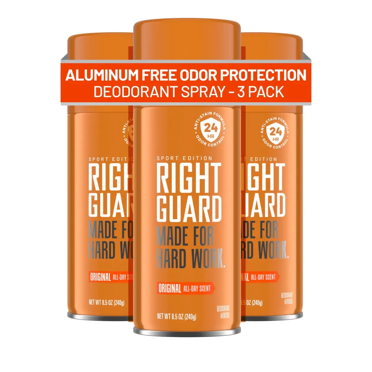 Right Guard Sport Original Scent Deodorant Spray 255ml (8.5 oz) | 24-Hour Odor Protection - main product image