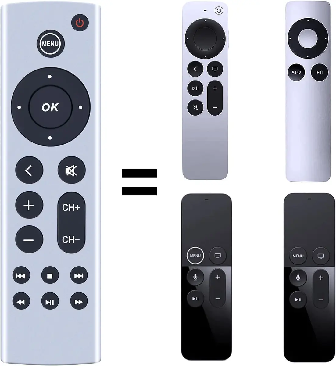 PZL Universal Replacement Remote Control for Apple TV 4K/HD (White) | Infrared Control, No Setup Required - main product image