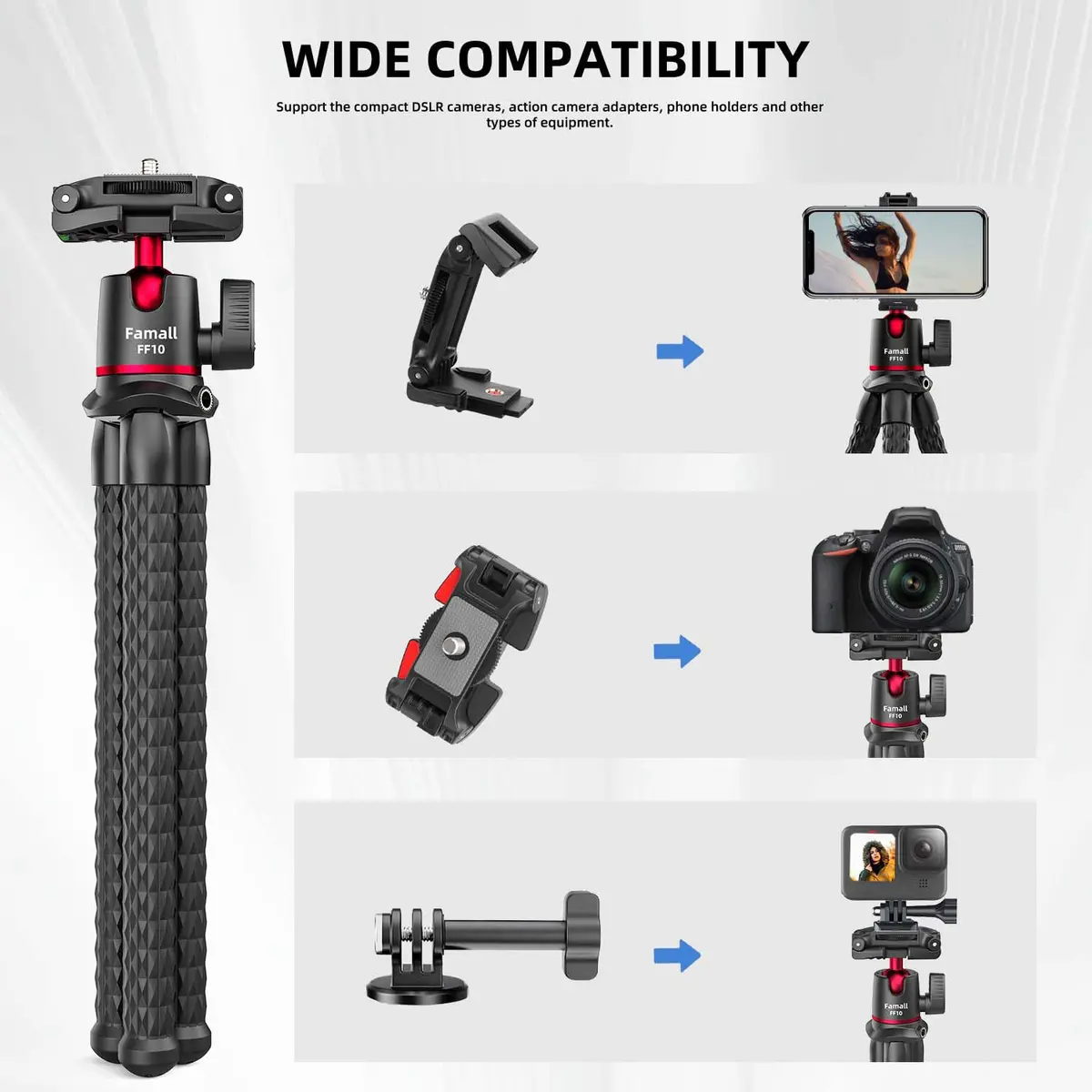 Famall Mini Flexible Tripod with Remote for Phone & Camera | Compact Support for Creators - view 2