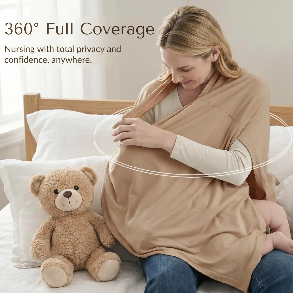 Konssy Rayon Made from Bamboo Nursing Cover for Breastfeeding, Clay, 1 Unit | Soft, Breathable, and Stretchy Poncho for Privacy - view 3