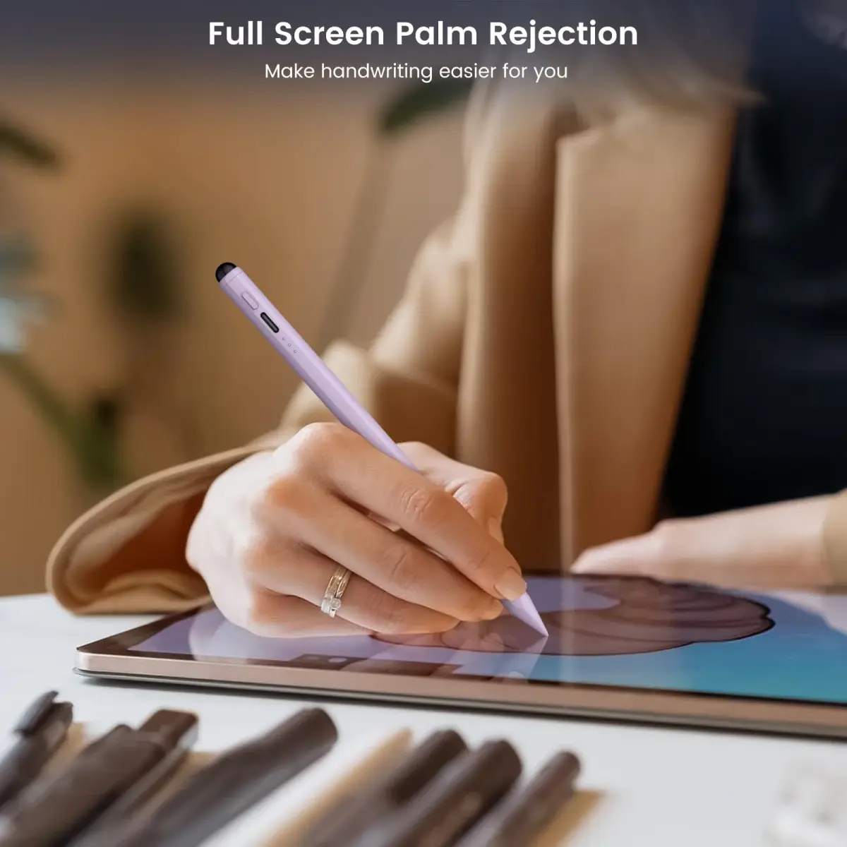 STYLUSHOME Active Stylus Pen for iPad, 165mm (6.5in) with 13-Min Fast Charge & Tilt Sensitivity | Precision Fine Tip & Rubber Tip - view 5