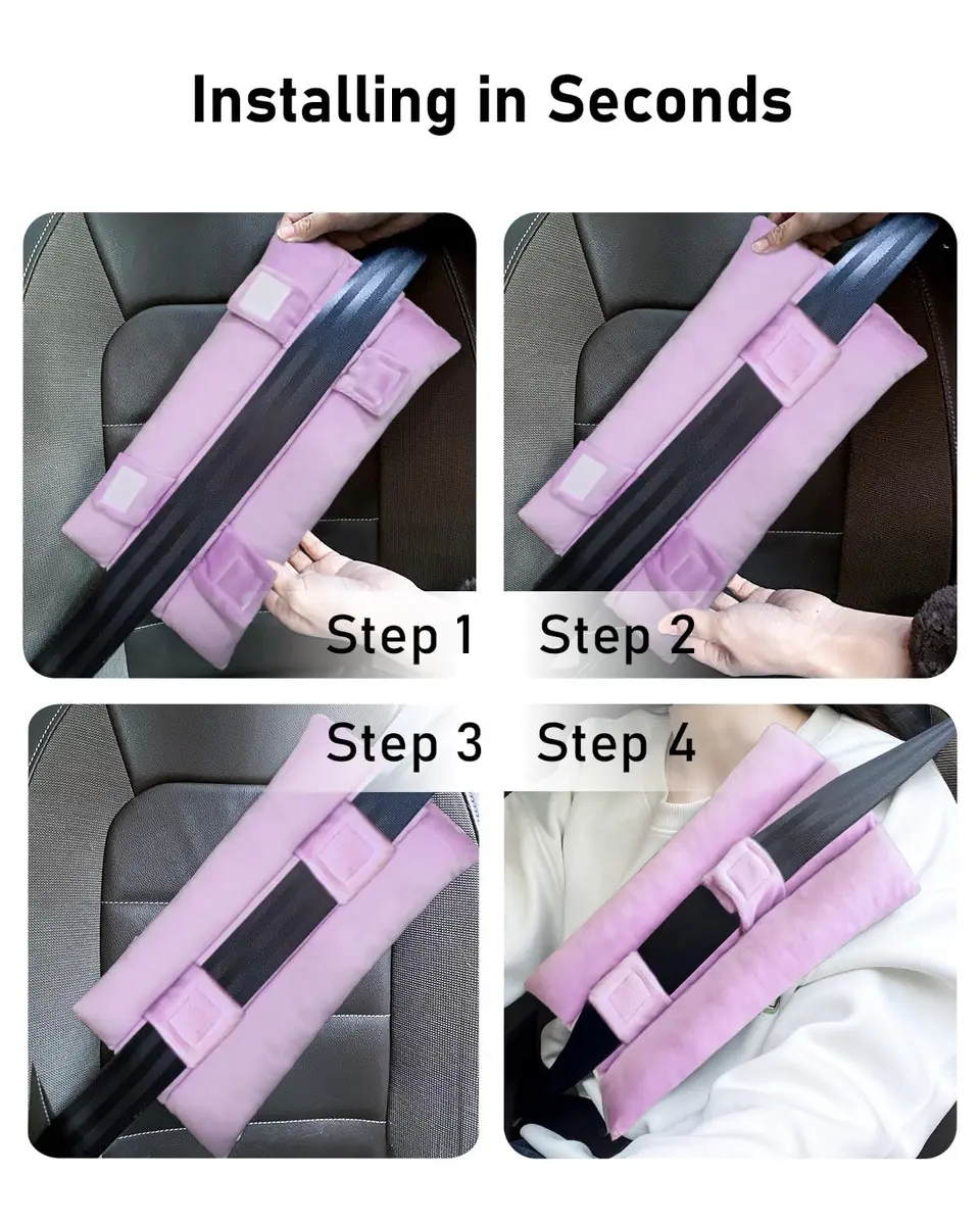 BELINOUS Pink Seat Belt Pillows for Post Mastectomy Surgery | Soft & Comfortable, Lasting Recovery Support - view 7