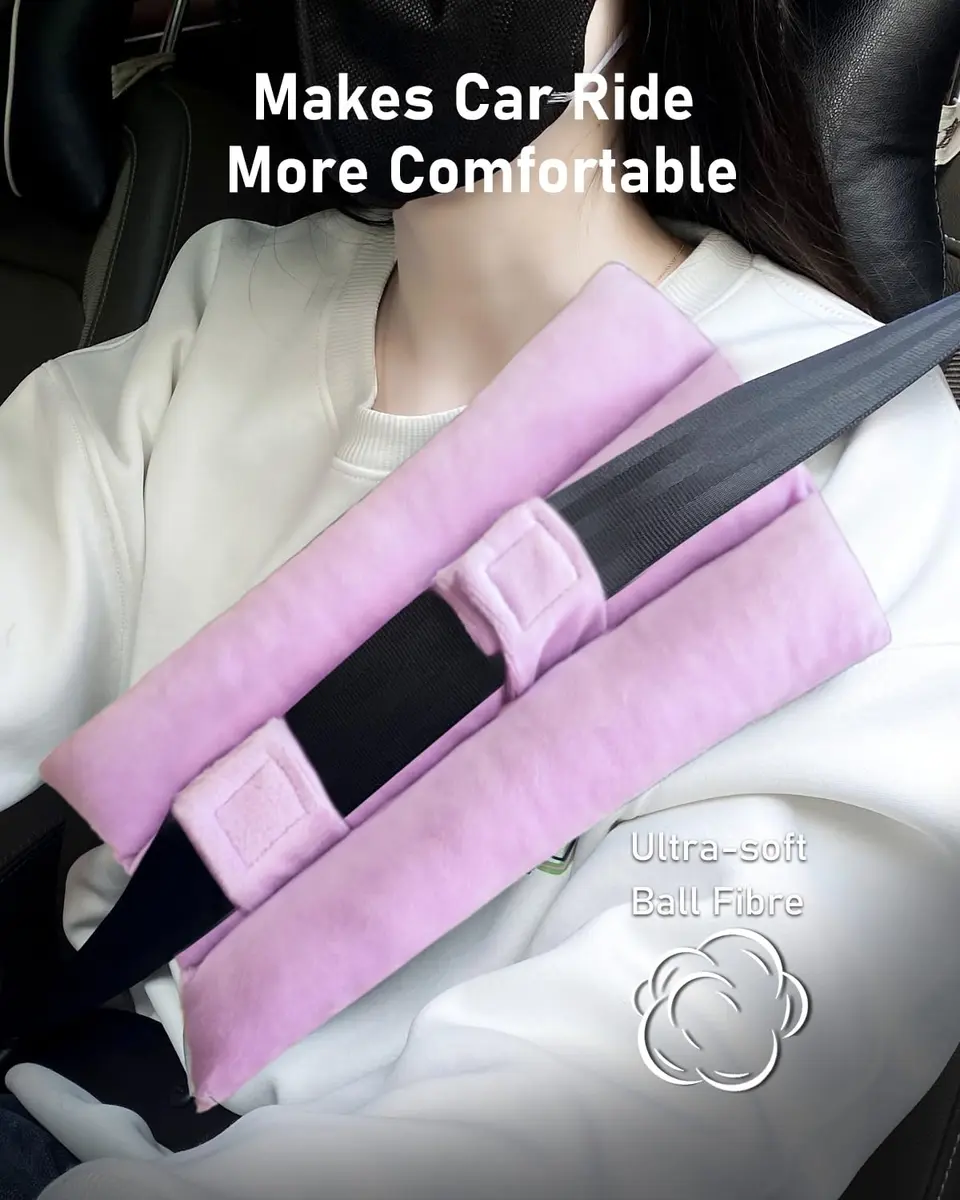 BELINOUS Pink Seat Belt Pillows for Post Mastectomy Surgery | Soft & Comfortable, Lasting Recovery Support - view 2