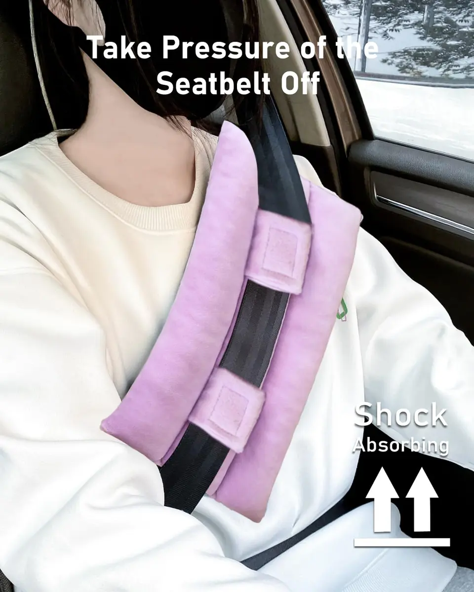 BELINOUS Pink Seat Belt Pillows for Post Mastectomy Surgery | Soft & Comfortable, Lasting Recovery Support - view 3