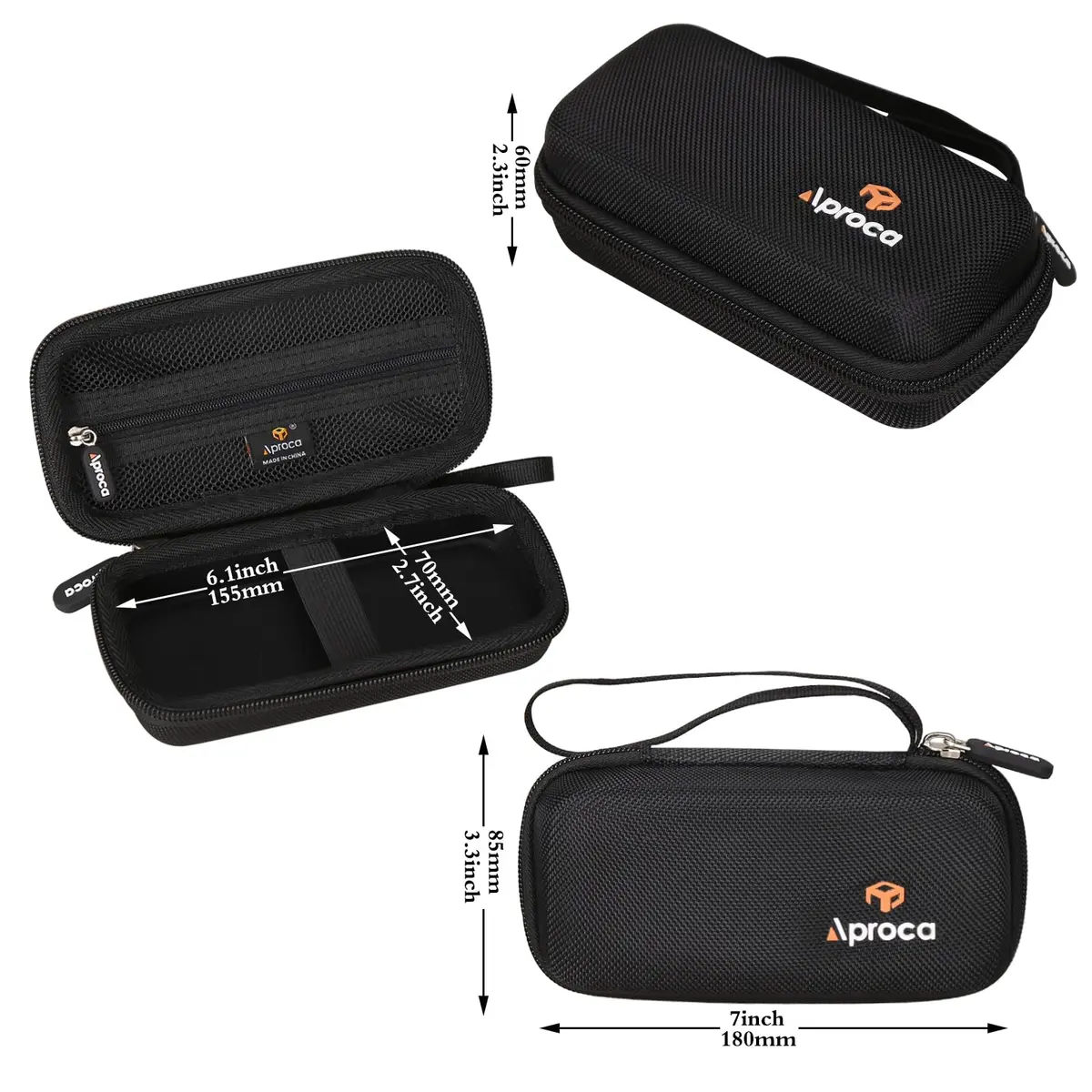 Aproca Black Carrying Case for SYNHOPE Water Flosser Oral Irrigator, 17.1cm (6.7in) | Hard EVA Protection - view 6