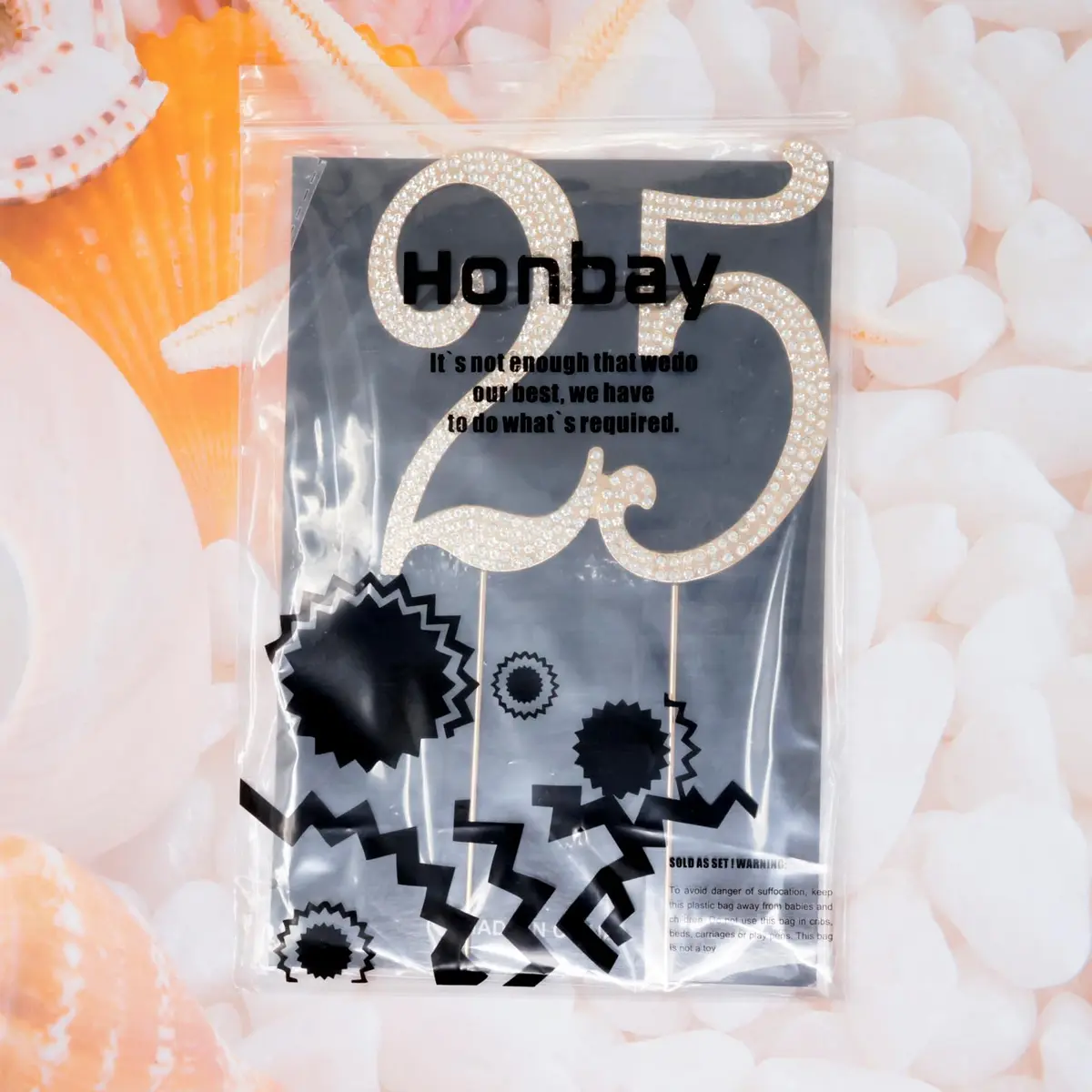 Honbay 25 Birthday Cake Topper Sparkling Bling Alloy Crystal Rhinestones | Gold, 4.72x4.25 inch - view 9