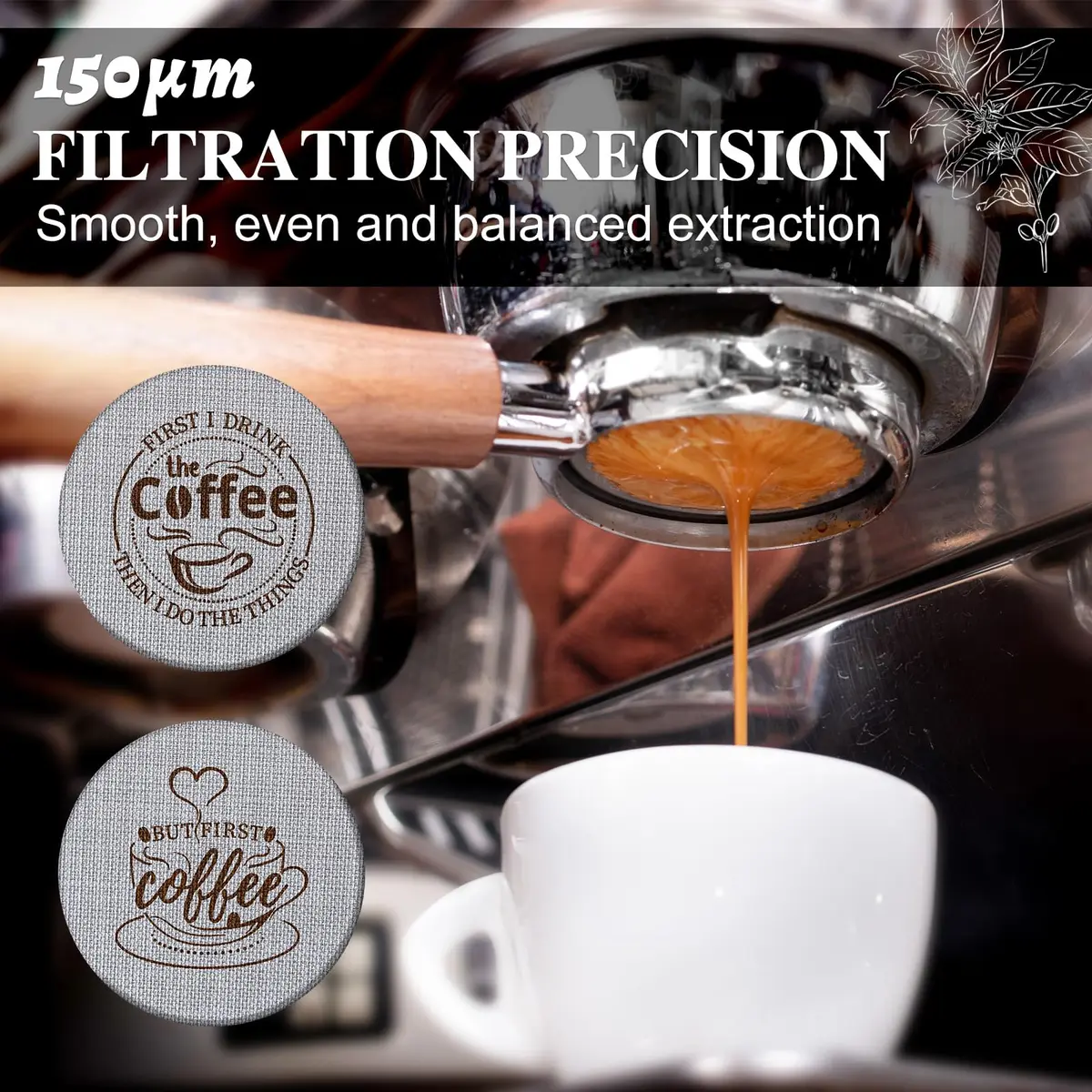 Yaomiao 58.5mm Espresso Puck Screen 1.7mm Thickness 150μm Mesh | 2-Pack Stainless Steel Reusable Coffee Filter - view 5