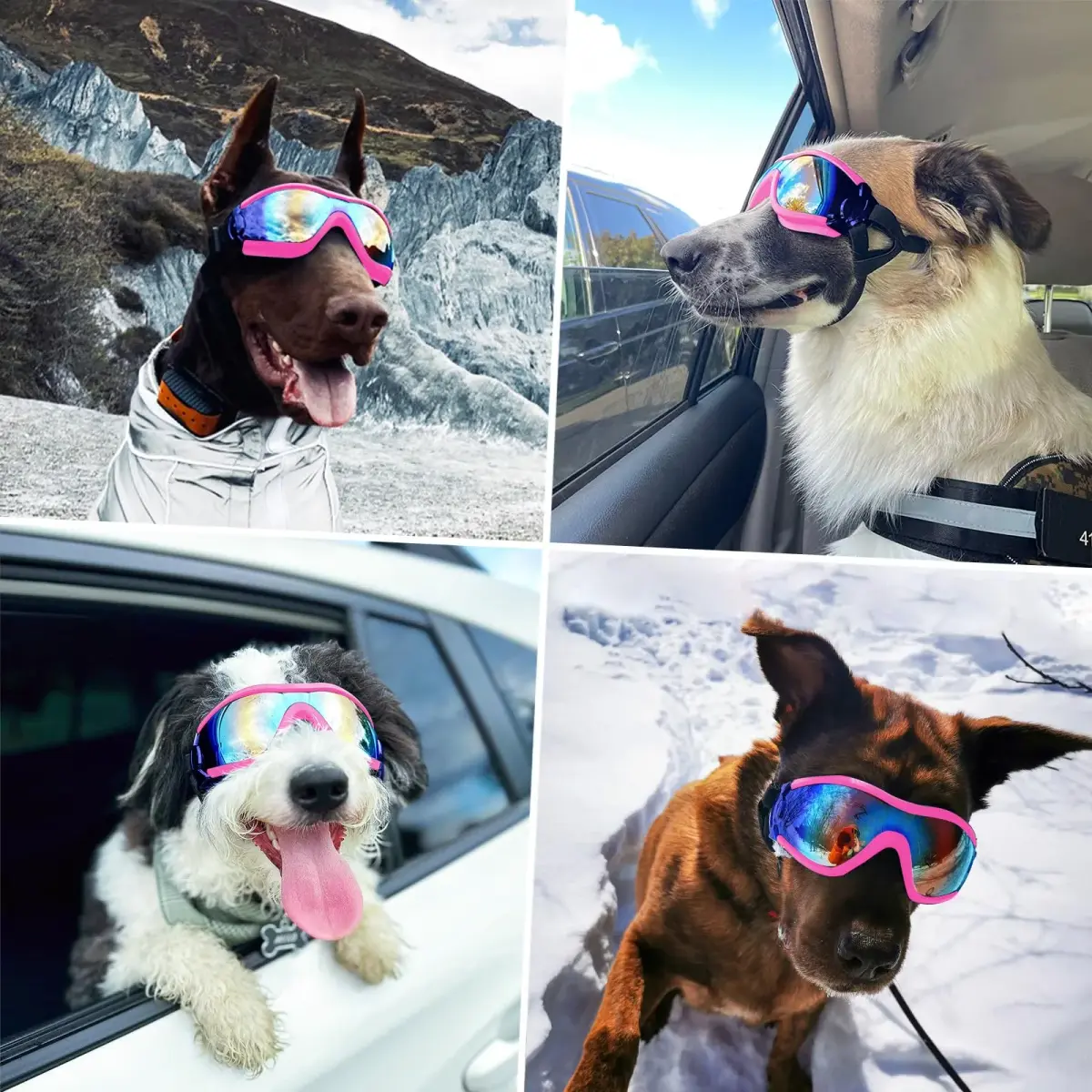 NAMSAN Dog Sunglasses for Medium to Large Dogs, UV Protection Dog Goggles Large Breed, Pink | Adjustable Sporty Eyewear - view 7