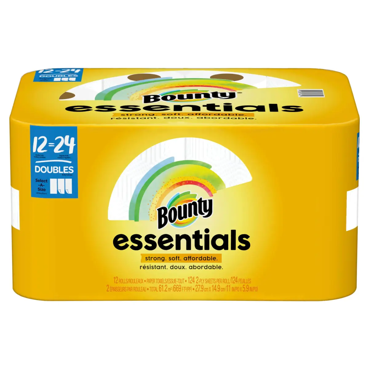 Bounty Essentials Select-A-Size Paper Towels, White, 12 Double Rolls (24 Regular Rolls) | 1488 Sheets Total - main product image