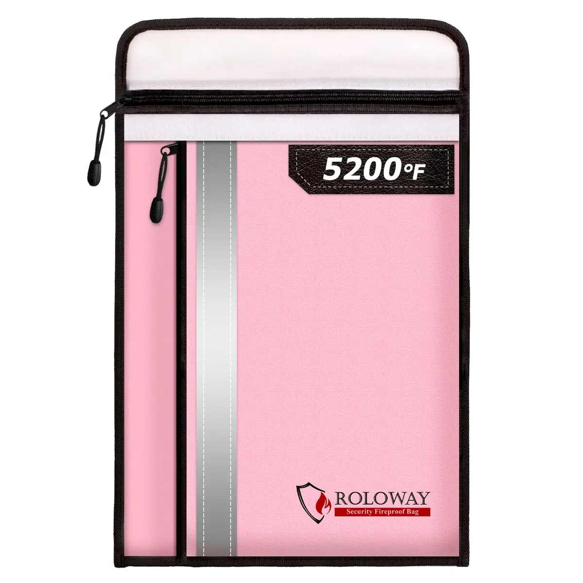 ROLOWAY Fireproof Document Bag (15.5 x 11.5 inch) with 2 Pockets and 5200°F Aluminum Foil Layer | Fireproof Safe for Valuables - main product image