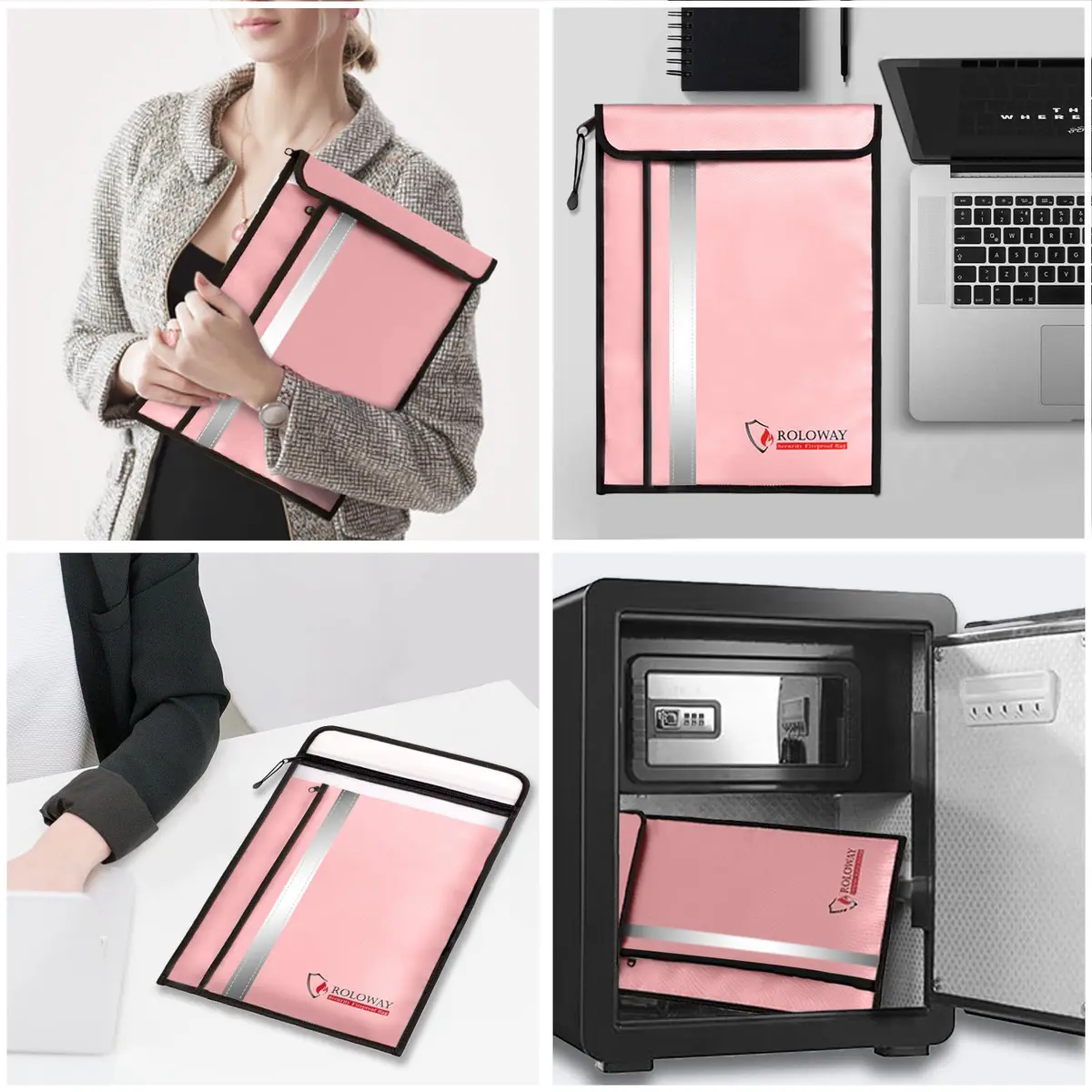 ROLOWAY Fireproof Document Bag 15 x 11 inch | Waterproof & Fire Resistant with 2 Pockets - view 6