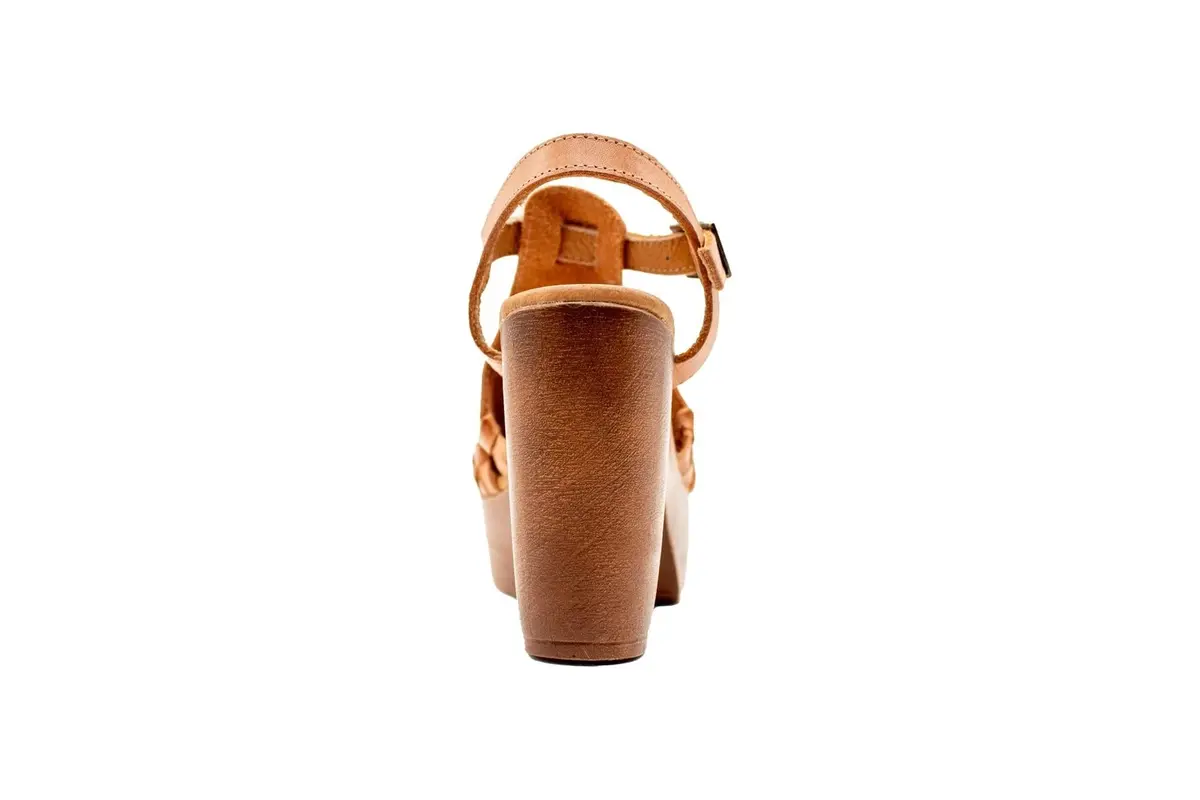 VOLATILE Women's Rosarito Sandal, Cognac Multi - 8 | Woven Leather, 4" Heel, Casual Style - view 7