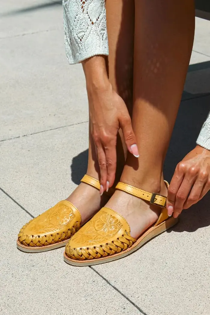 Sbicca Women's Acapulco Sandal, Mustard - 11 | Handwoven Leather Wedge with EVA - view 2